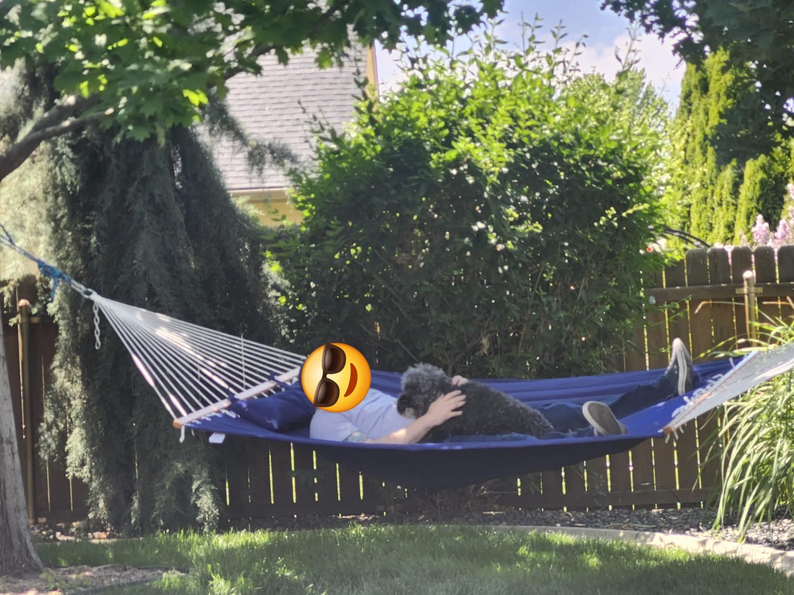 Lazy Daze Hammocks 12 FT Double Quilted Fabric Hammock with Spreader Bar and Detachable Pillow, 2 Person Hammock for Outdoor Patio Backyard Poolside, 450lbs Weight Capacity, Natural customer photo 2