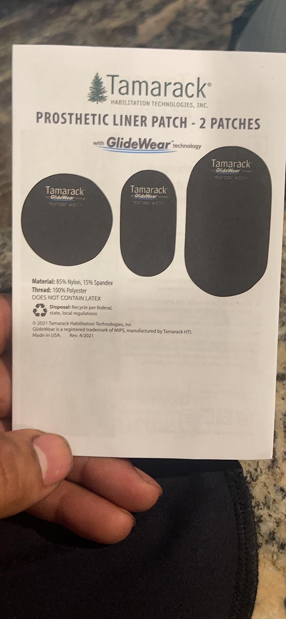 Tamarack Prosthetic Liner Patch with GlideWear Technology for Amputees (4