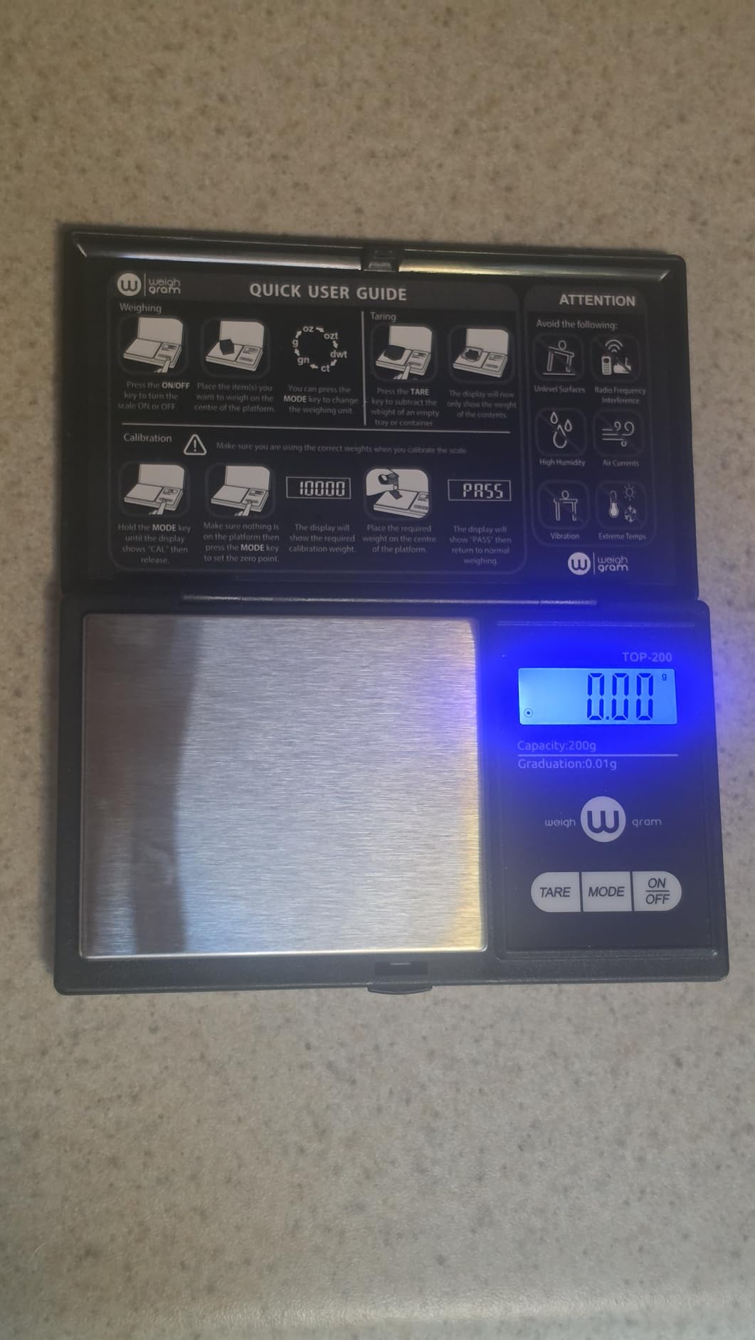 Weigh Gram 200g Digital Pocket Gram Scale 0.01g Accuracy, 200g x 0.01g Mini Digital Grams Scale, Small Food Scale, Jewelry Scale, Ounces Grains Scale With 100g Calibration Weight customer photo 1