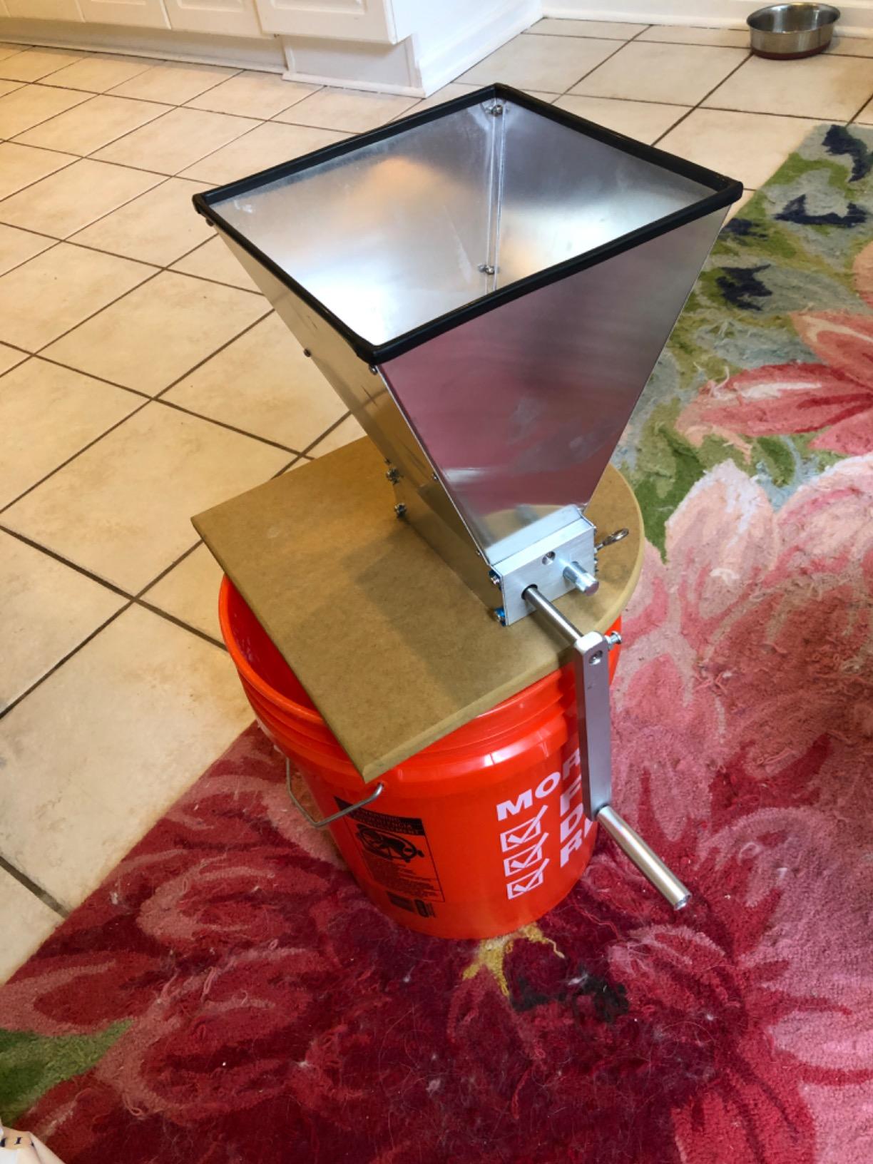 FERRODAY Malted Grain Mill - 2 Roller Stainless Steel Crusher, Heavy Duty Homebrew Grain Grinder, Adjustable Barley Crusher, Low Speed Drill Available, Manual Mill customer photo 2