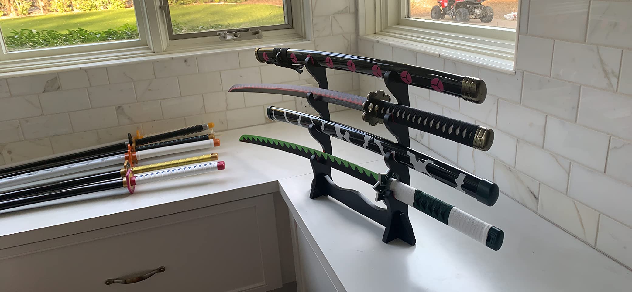 Velvet Padded Sword Stand Felt Protect Display Holder Samurai Sword Katana Wakizashi Tanto Holder customer photo 2