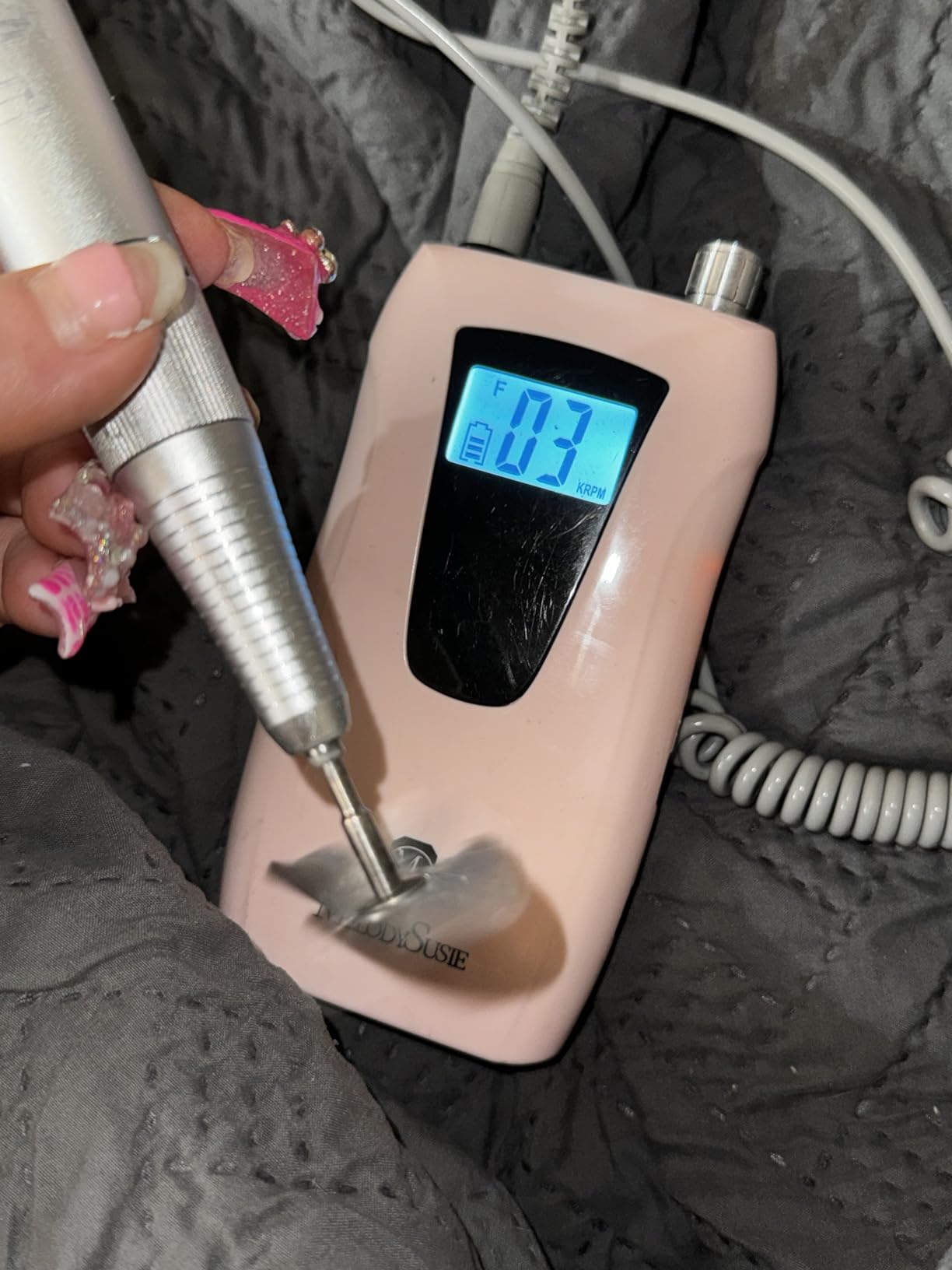 MelodySusie Entry-Level Clip-On Rechargeable Nail Drill, SC320H 30000RPM Popular Classic E-File with LCD Display for Manicure Shaping & Gel Removal, Perfect for Training, Nail Art Practice & Home Use customer photo 2