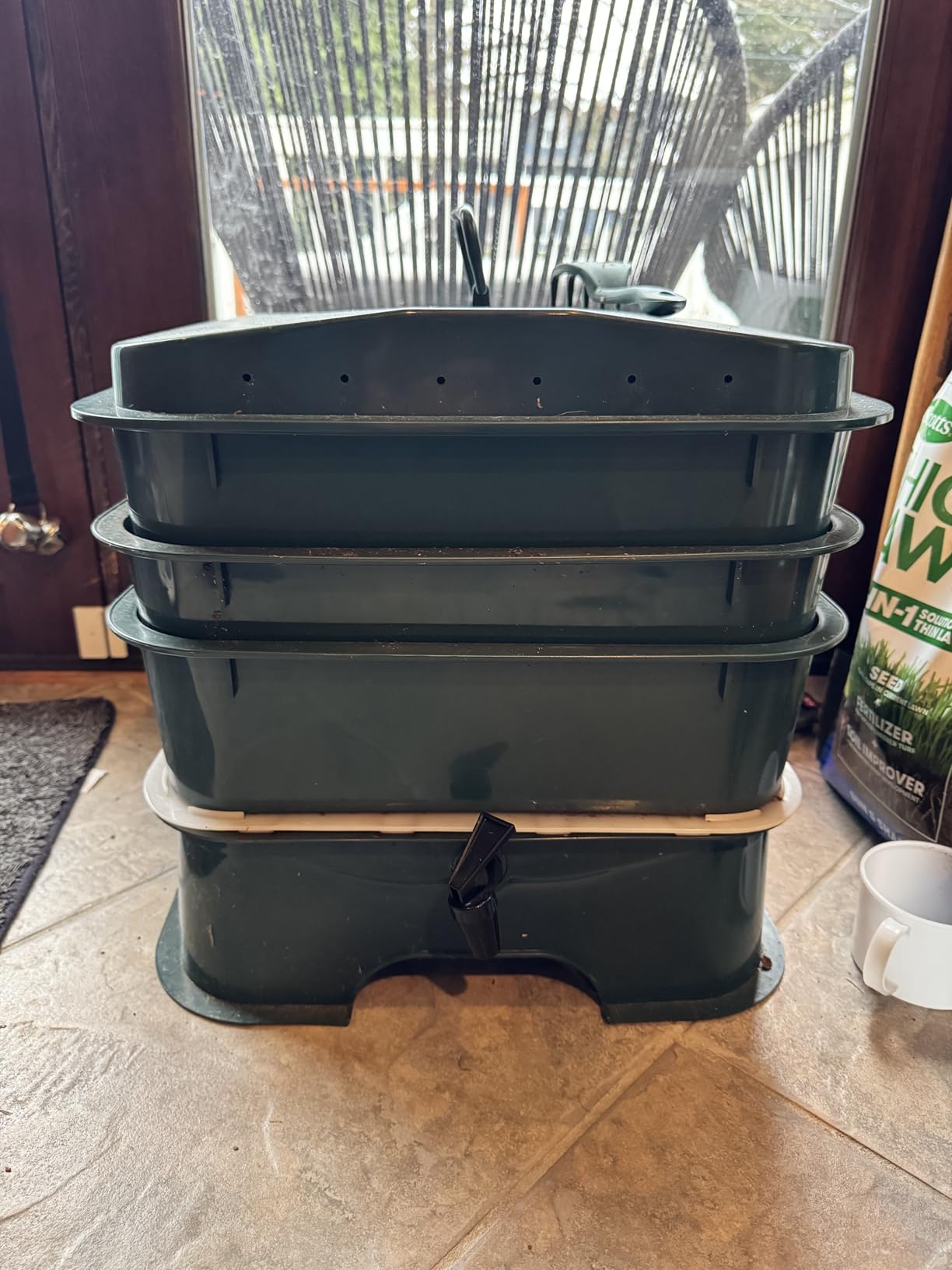 The Original VermiHut Plus 5-Tray Worm Compost Bin - Indoor & Outdoor Vermicomposting System, Continuous Flow Food Waste Recycler for Organic Composting & Gardening - Dark Green customer photo 2