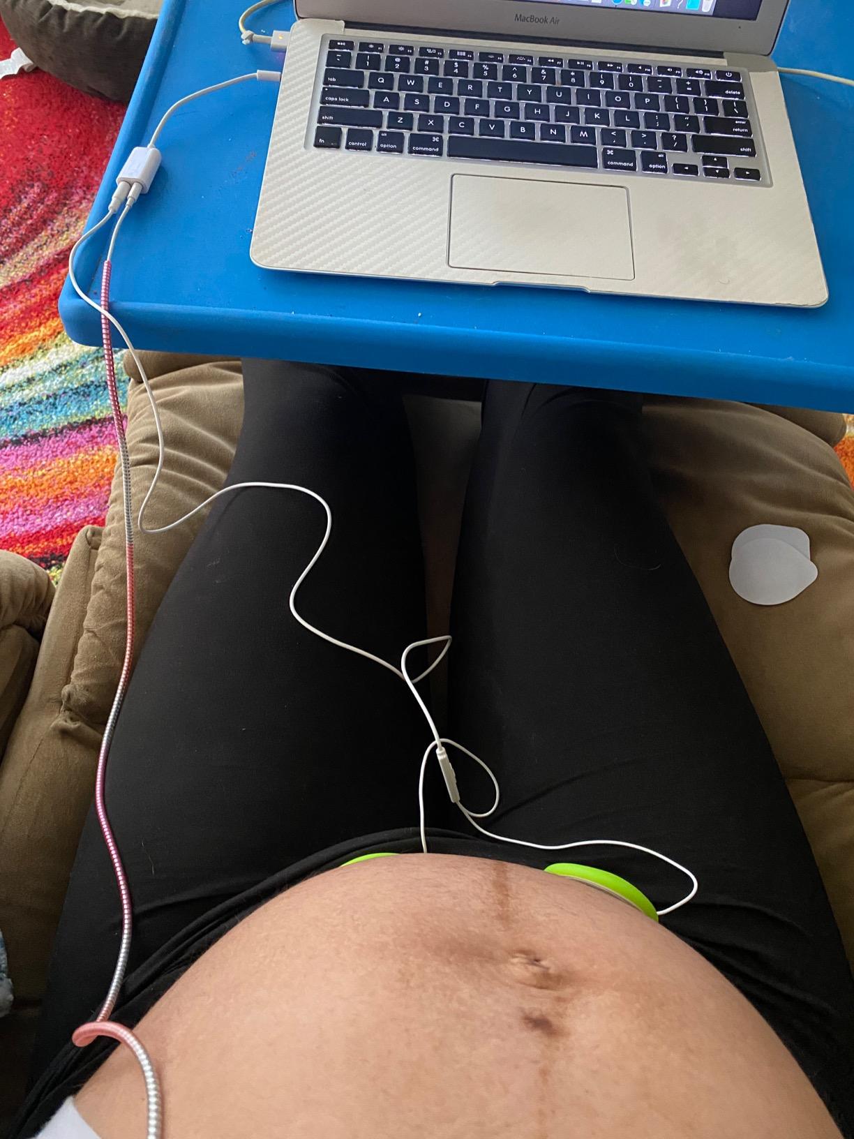 Premium Award-Winning Baby Bump Headphones; #1 Pregnancy Speakers to Play Music, Sound and Talk to Your Baby, White customer photo 1