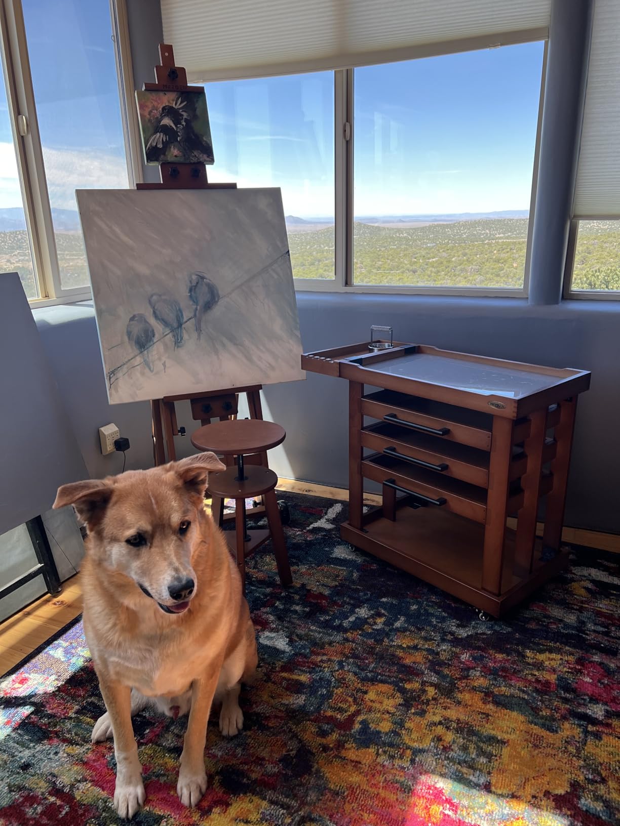 MEEDEN Versatile Studio H-Frame Easel - All Media Adjustable Beech Wood Studio Easel, Painting Floor Easel Stand, Movable and Tilting Flat Available, Holds Canvas Art up to 77 inches customer photo 1