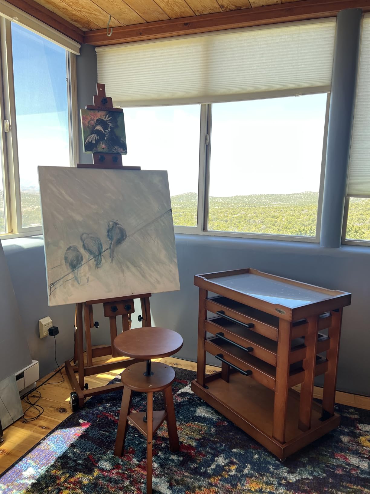 MEEDEN Versatile Studio H-Frame Easel - All Media Adjustable Beech Wood Studio Easel, Painting Floor Easel Stand, Movable and Tilting Flat Available, Holds Canvas Art up to 77 inches customer photo 2
