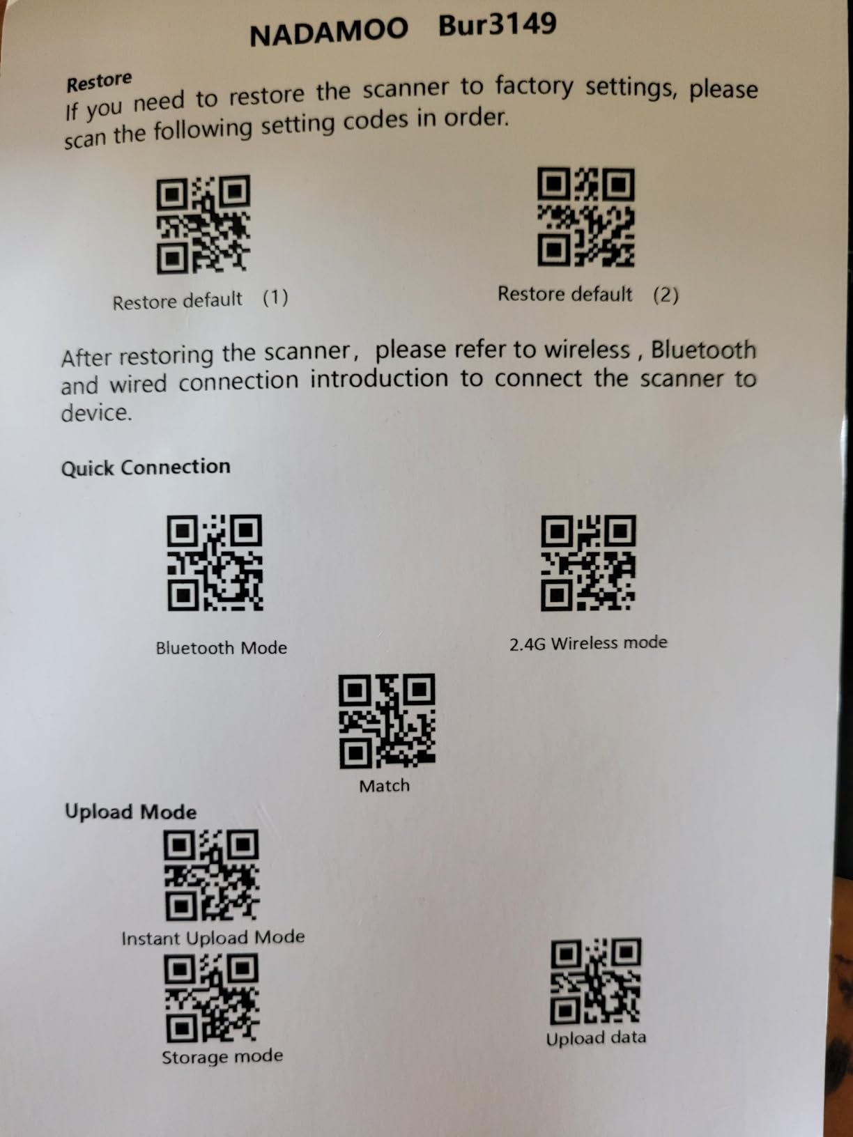 NADAMOO 2D Wireless Barcode Scanner Compatible with Bluetooth, Portable USB 1D 2D QR Code Scanner for Inventory, Bar Code Image Reader for Tablet iPhone iPad Android iOS PC POS, with Charging Dock customer photo 2
