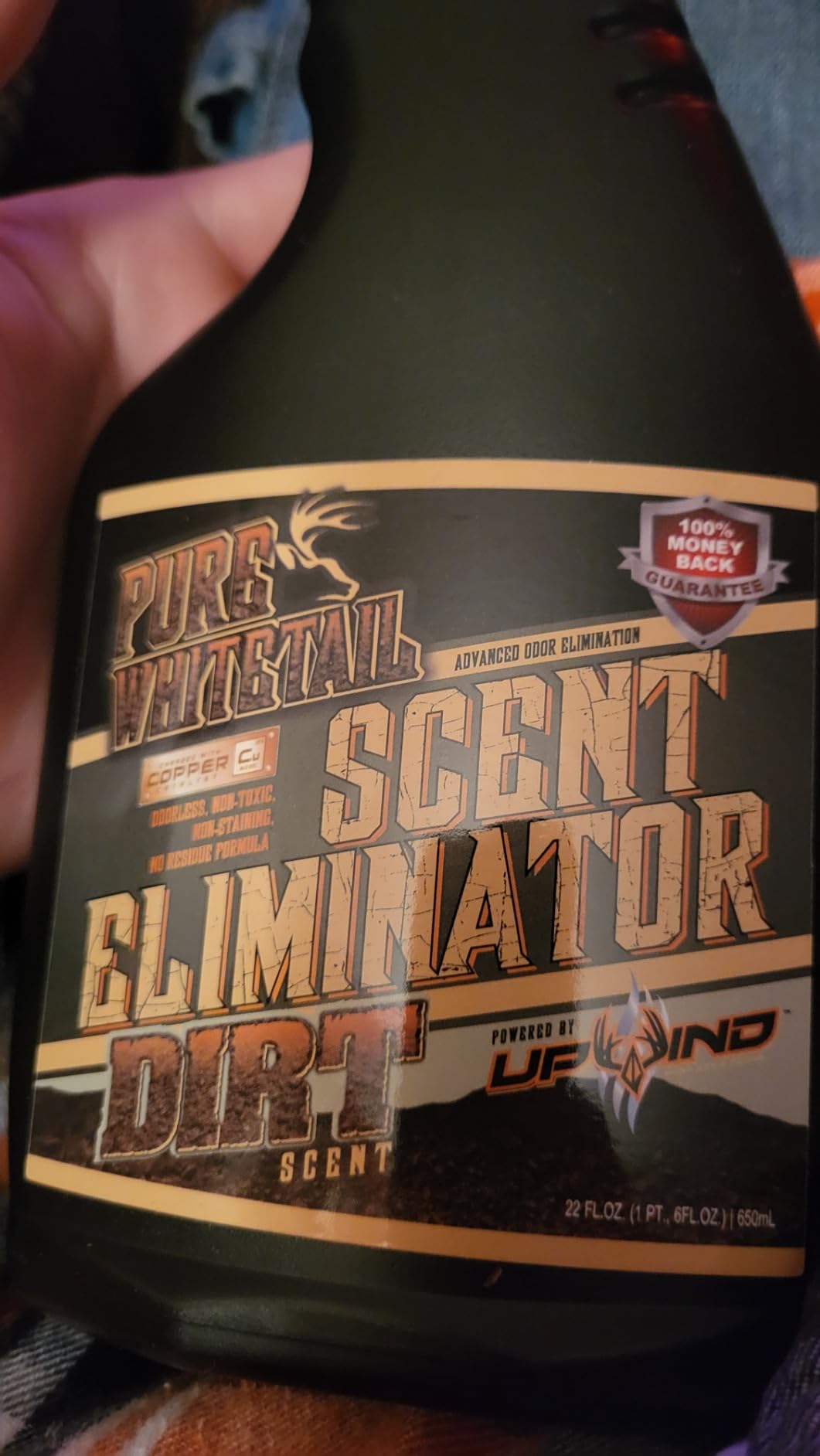 Pure Whitetail Scent Eliminator Spray - Dirt - Scent Eliminator for Hunting - Scent Blocker Spray - Covers Human Odors with a Distinct Dirt Aroma, 22 oz Bottle customer photo 1