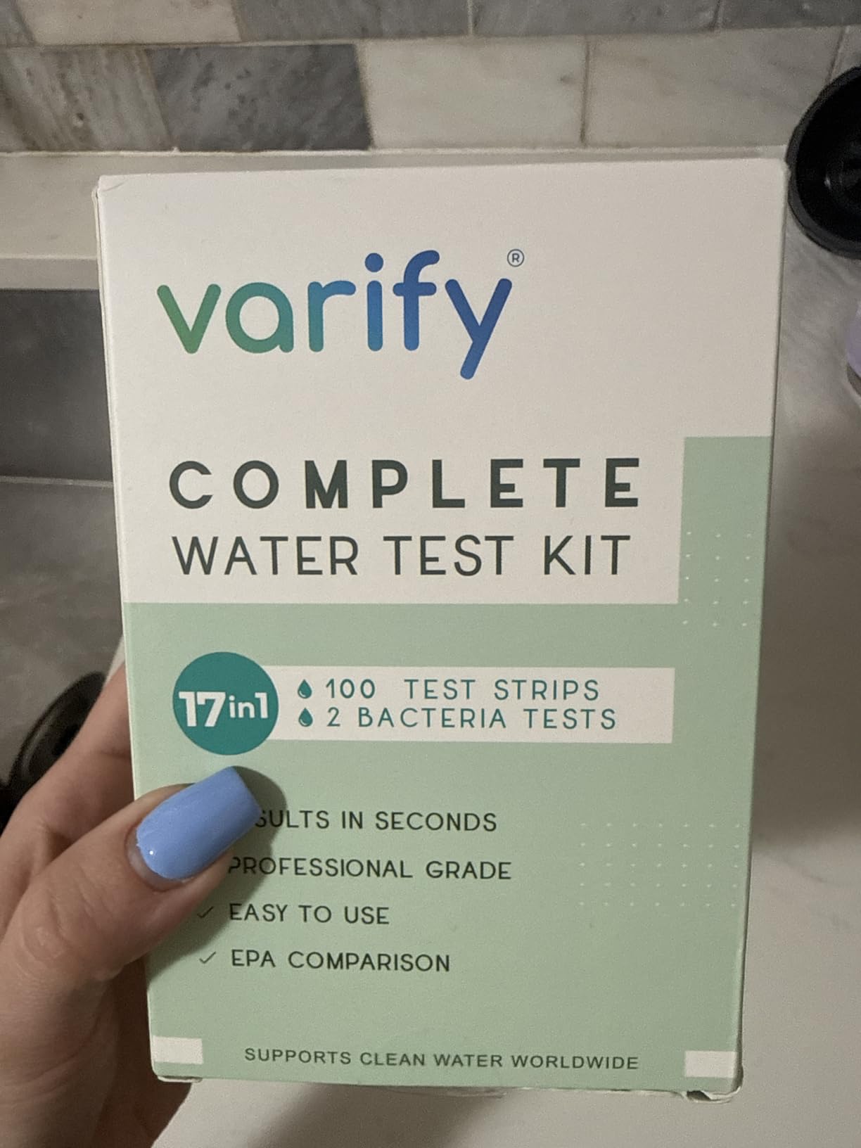 Varify 17in1 Complete Drinking Water Test Kit - 100 Strips + 2 Bacteria Tester Kits - Well, Tap, Home, City Water Testing Strip for Lead, Alkaline, Chlorine, Hardness, Iron, Fluoride, Copper & More customer photo 1