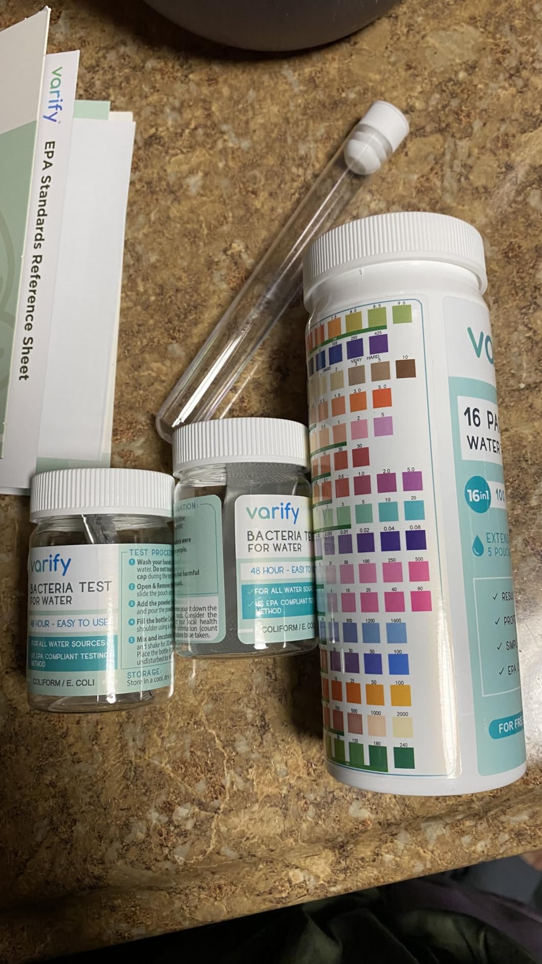 Varify 17in1 Complete Drinking Water Test Kit - 100 Strips + 2 Bacteria Tester Kits - Well, Tap, Home, City Water Testing Strip for Lead, Alkaline, Chlorine, Hardness, Iron, Fluoride, Copper & More customer photo 2