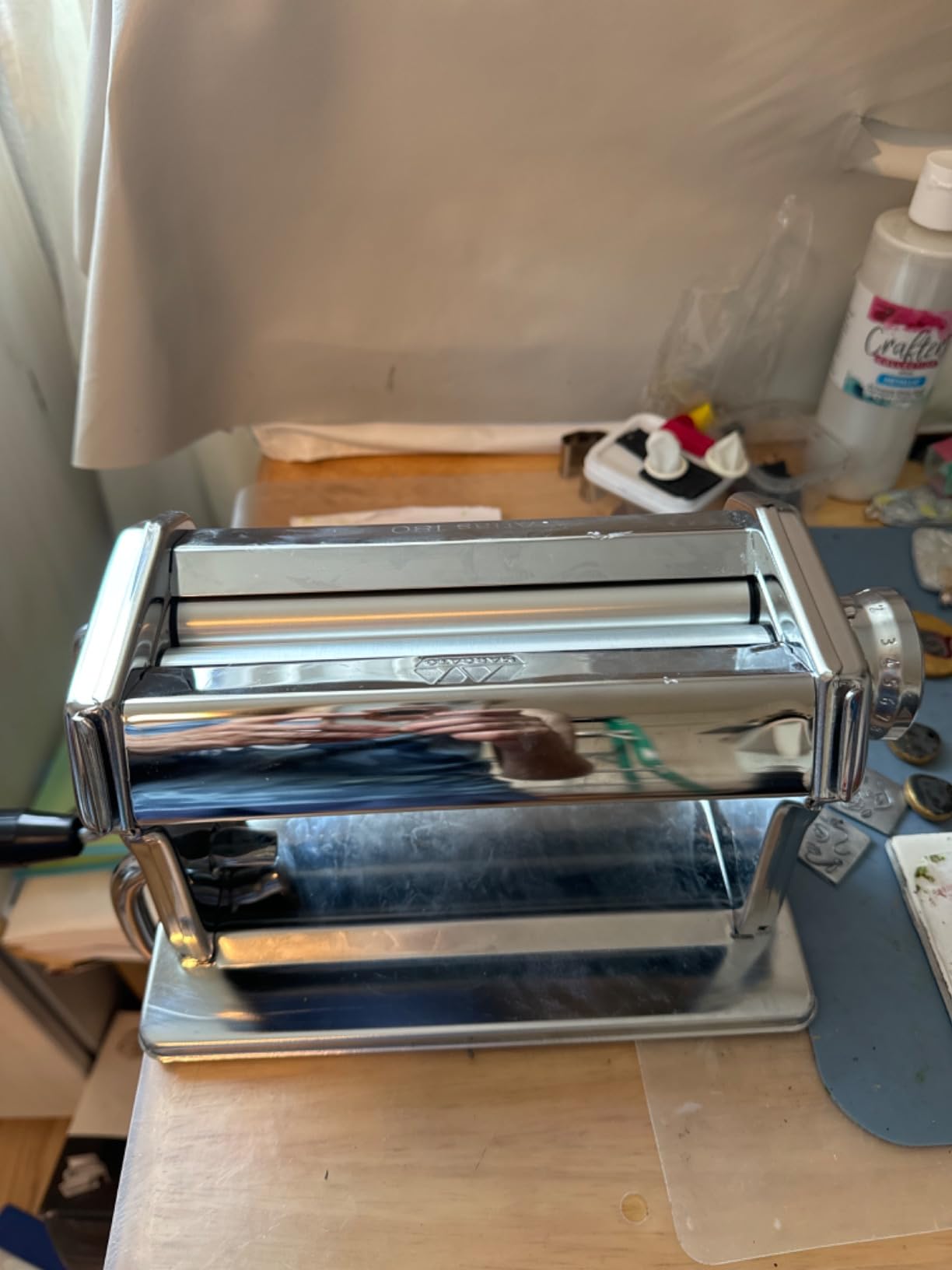 Made in Italy Atlas 180 Slide Manual Pasta Machine, Chrome Steel. Good for pasta, bread and cake decoration customer photo 2