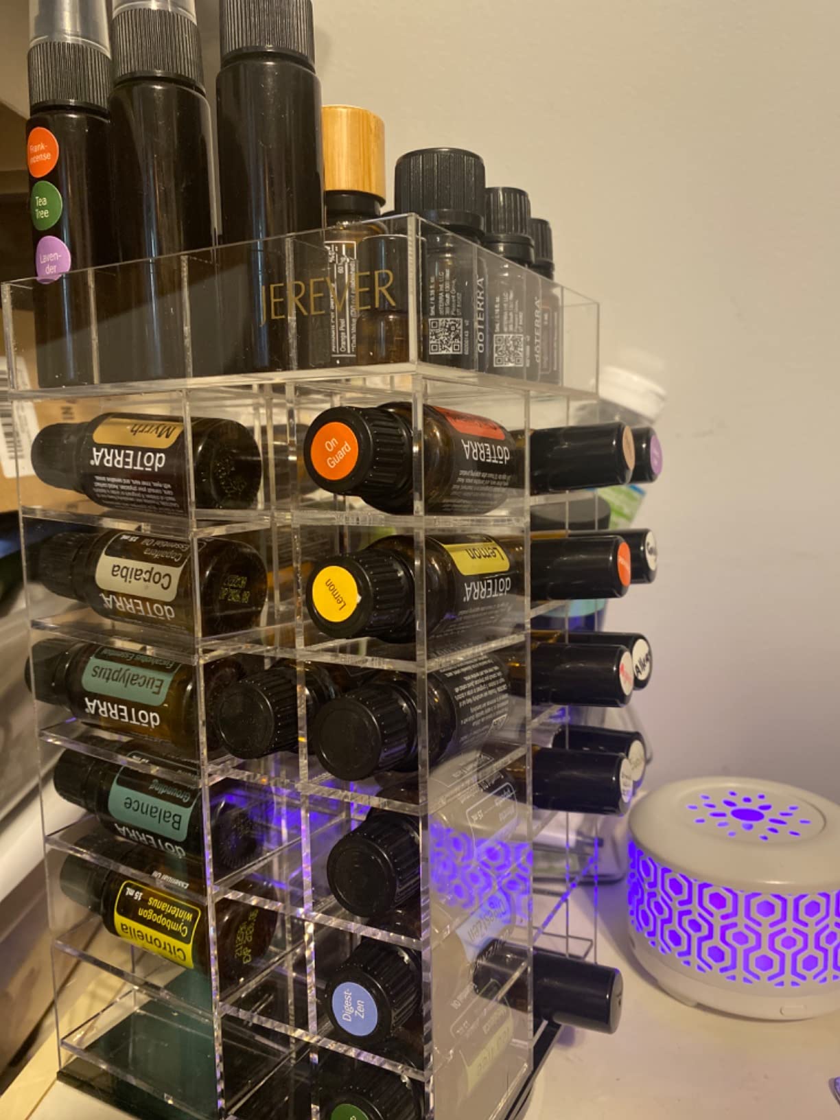 Essential Oil Storage Rack Rotating Tower Organizer Acrylic Clear Display Holder for 64 bottles 5ml 10ml 15ml (Bottles not Included) customer photo 2
