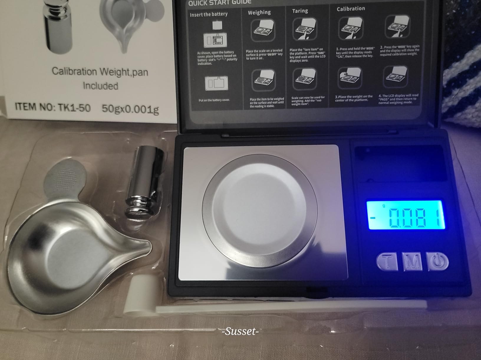 THINKSCALE Milligram Scale, 50g/0.001g Digital Jewelry Scale, Micro Gram Scale for Powder, Medicine, Gold, Gem, Reloading, Mg Scale 6 Units, Tare, Cal Weight Included customer photo 2