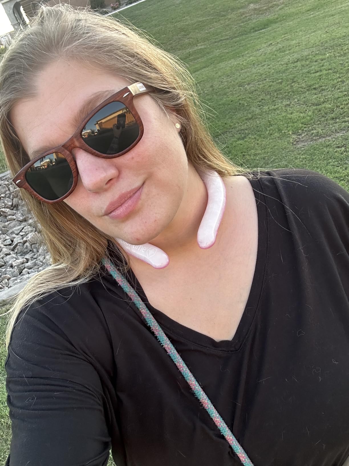 CoolTimeUSA Neck Cooling Tube | Wearable Cooling Neck Wraps for Summer Heat I Hands Free Cold Pack | Reusable Cooler (Blue) customer photo 2