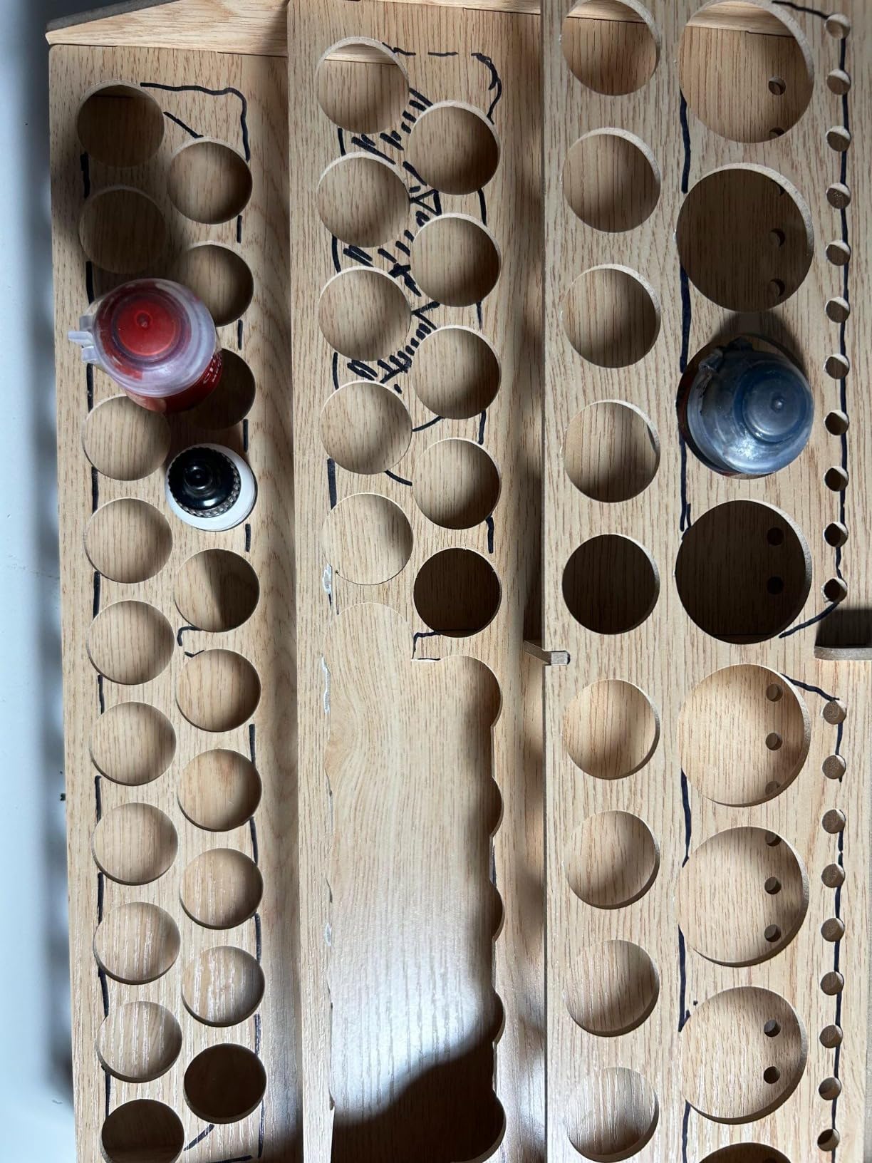 Amazon Basics Craft Paint and Brush Organizer Rack for Paint Bottles, Holds up to 60 Bottles and 22 Brushes, Wood Finish, 14 x 8 in, Light Brown customer photo 2
