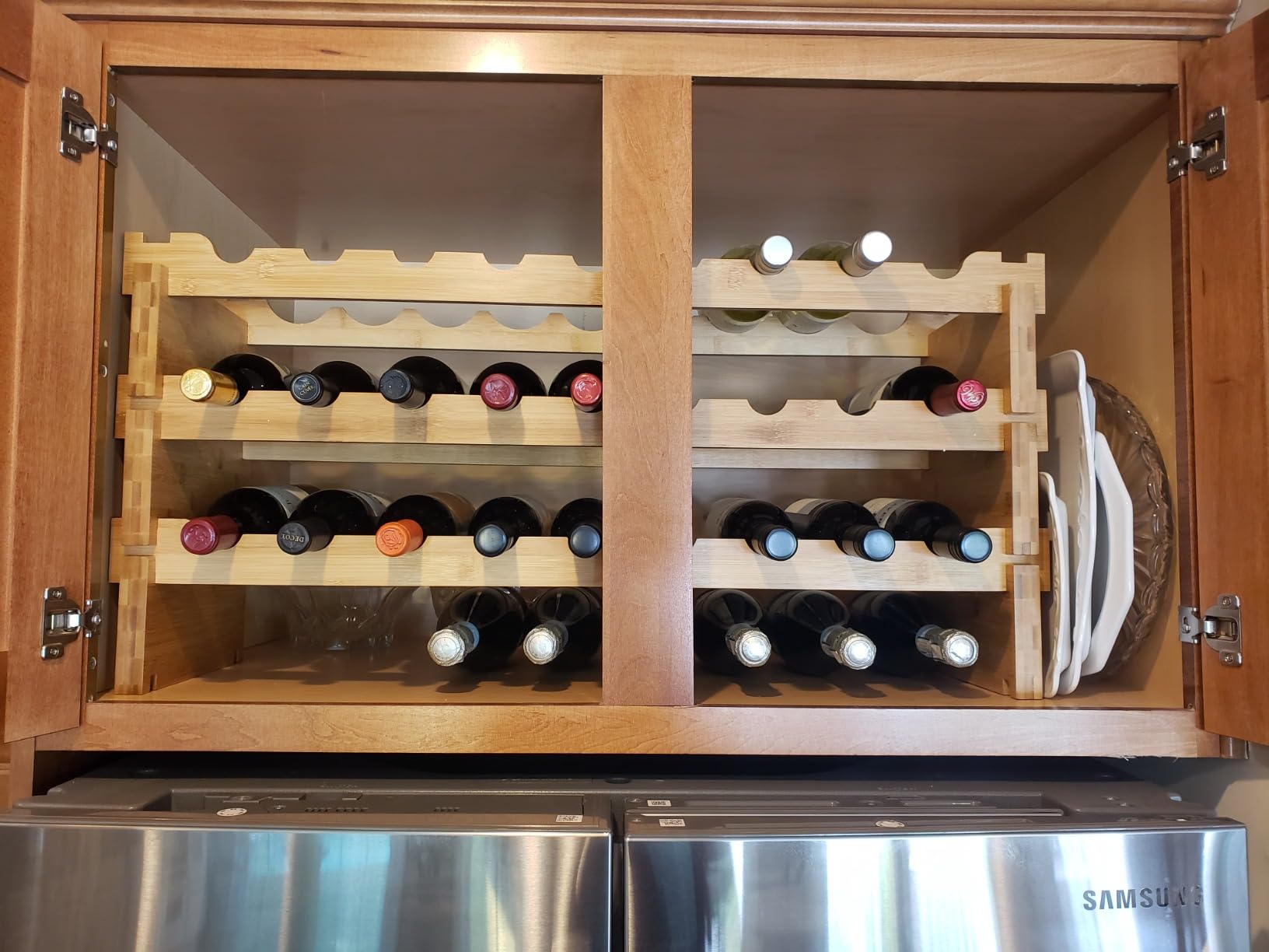 NutriChef 36 Bottle Wine Rack Stackable Bamboo Freestanding, 4-Tier Modular Shelf, Sturdy Wobble Free, Upgraded 2026 Design, Easy No-Tool Assembly for Kitchen, Cellar or Bar Storage customer photo 1