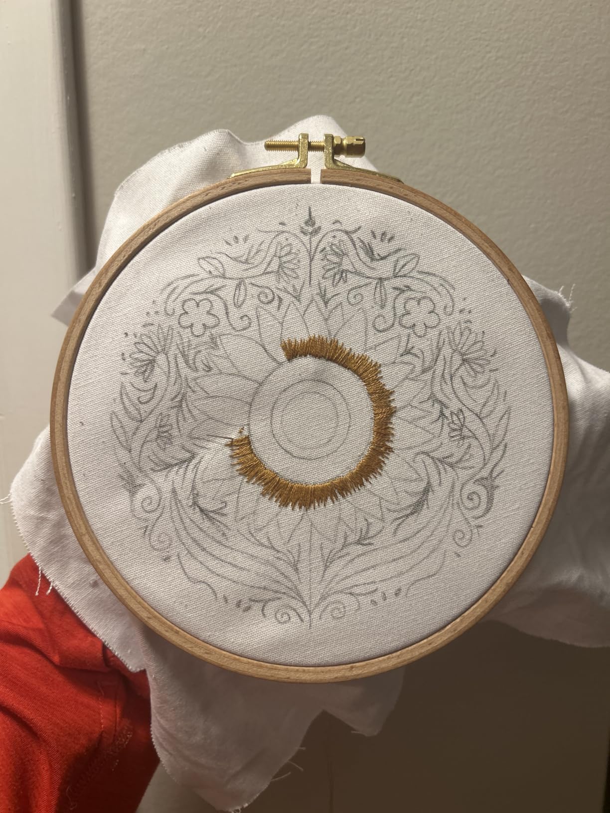 Nurge Premium Quality 16 mm Wood Embroidery Hoop, Cross Stitch Hoop with Gold Plated Adjustable Brass Screw (No:5) (220mm = 8.66