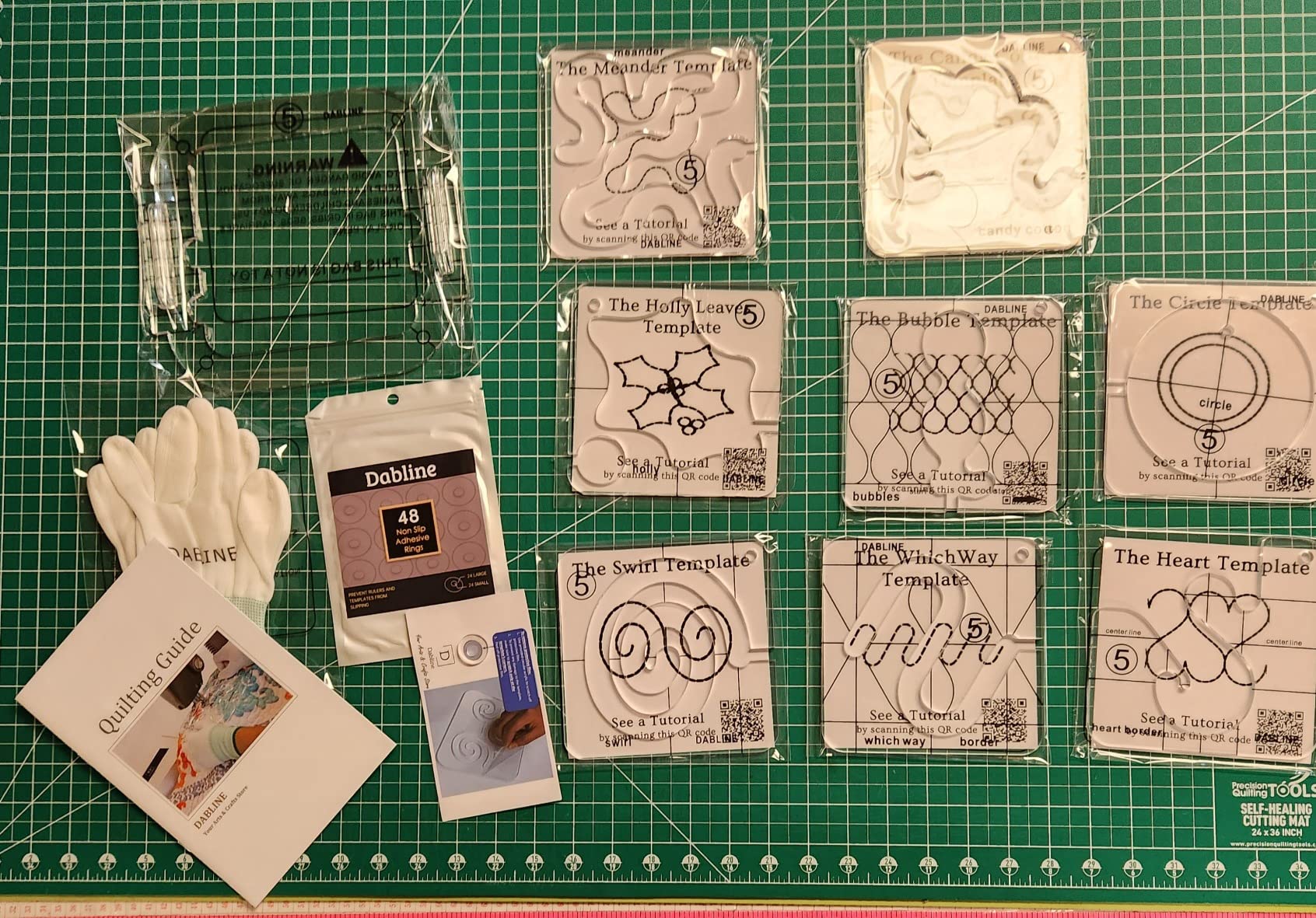 DABLINE 13 PCs Quilting Template Set Includes 8 Quilting Templates, Quilting Frame/Gloves/Stickers/Guide. Free Motion Quilting Rulers and Templates customer photo 1