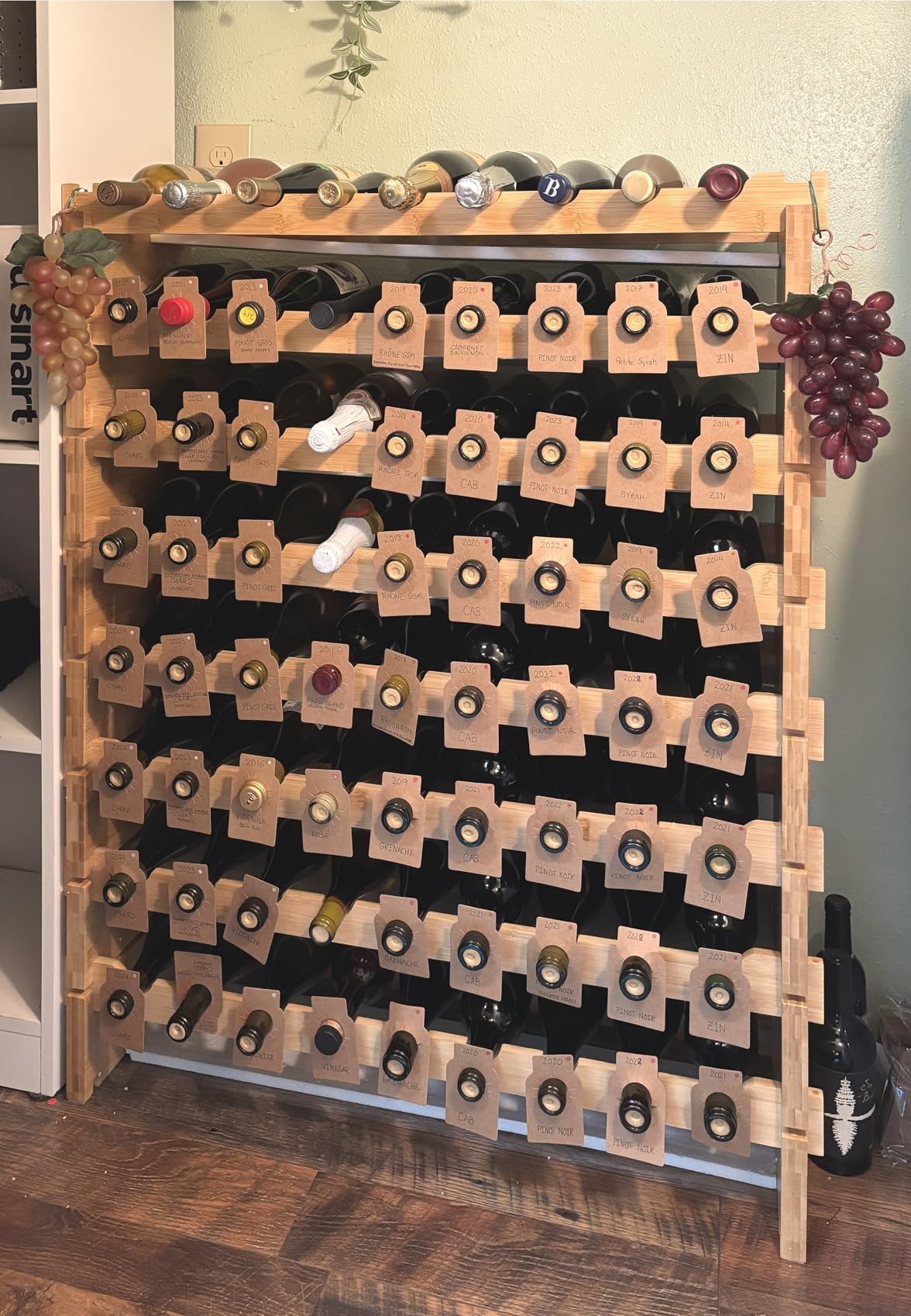 NutriChef 72 Bottle Wine Rack Stackable Bamboo Freestanding, 8-Tier Modular Shelf, Sturdy Wobble Free, Upgraded 2026 Design, Easy No-Tool Assembly for Kitchen, Cellar or Bar Storage customer photo 1