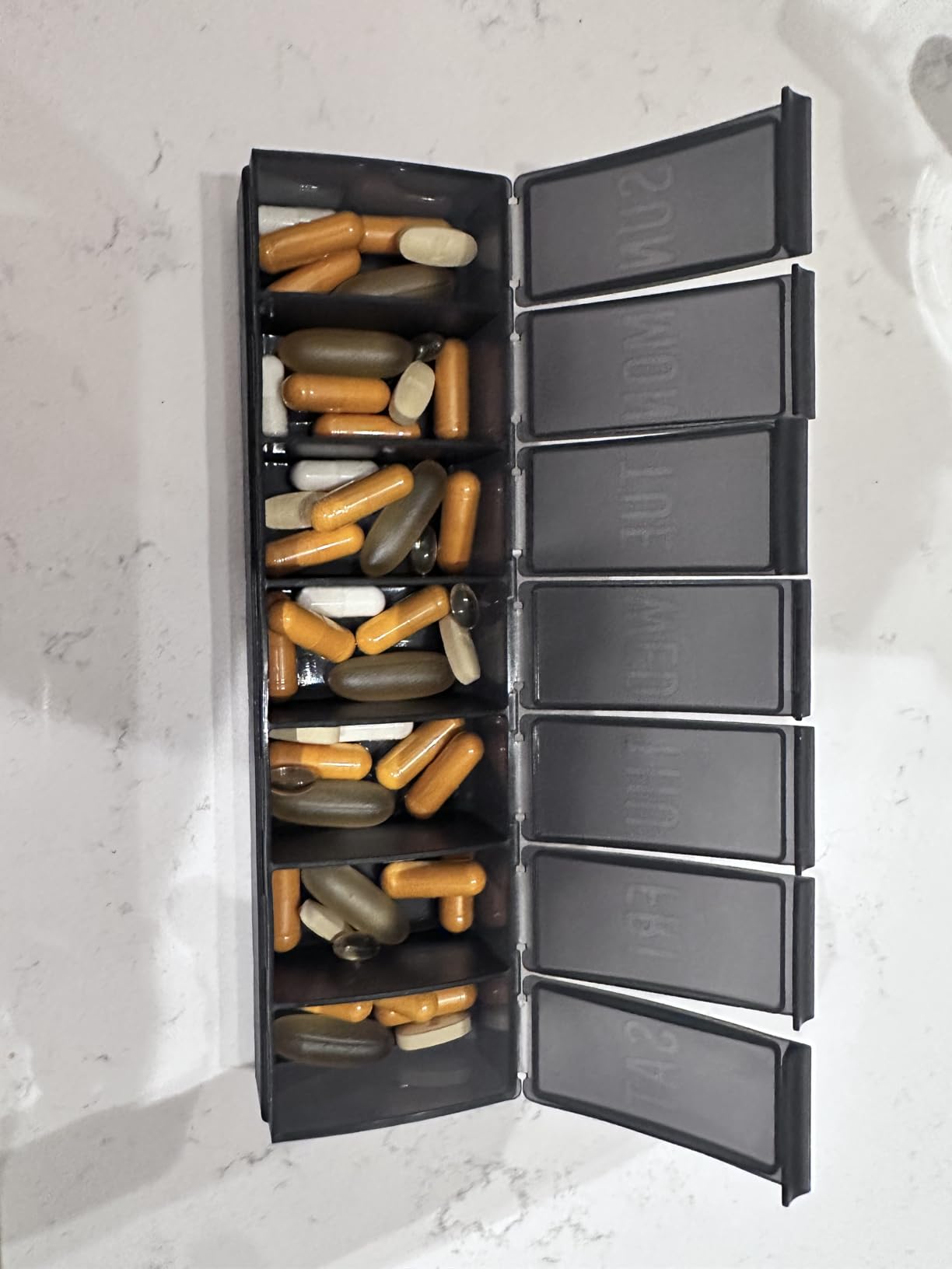 Barhon Pill Organizer Large, Weekly Medicine Pill Organizers, 7 Day Pills Box Case Travel for Big Vitamin Supplements Fish Oil, Black customer photo 2