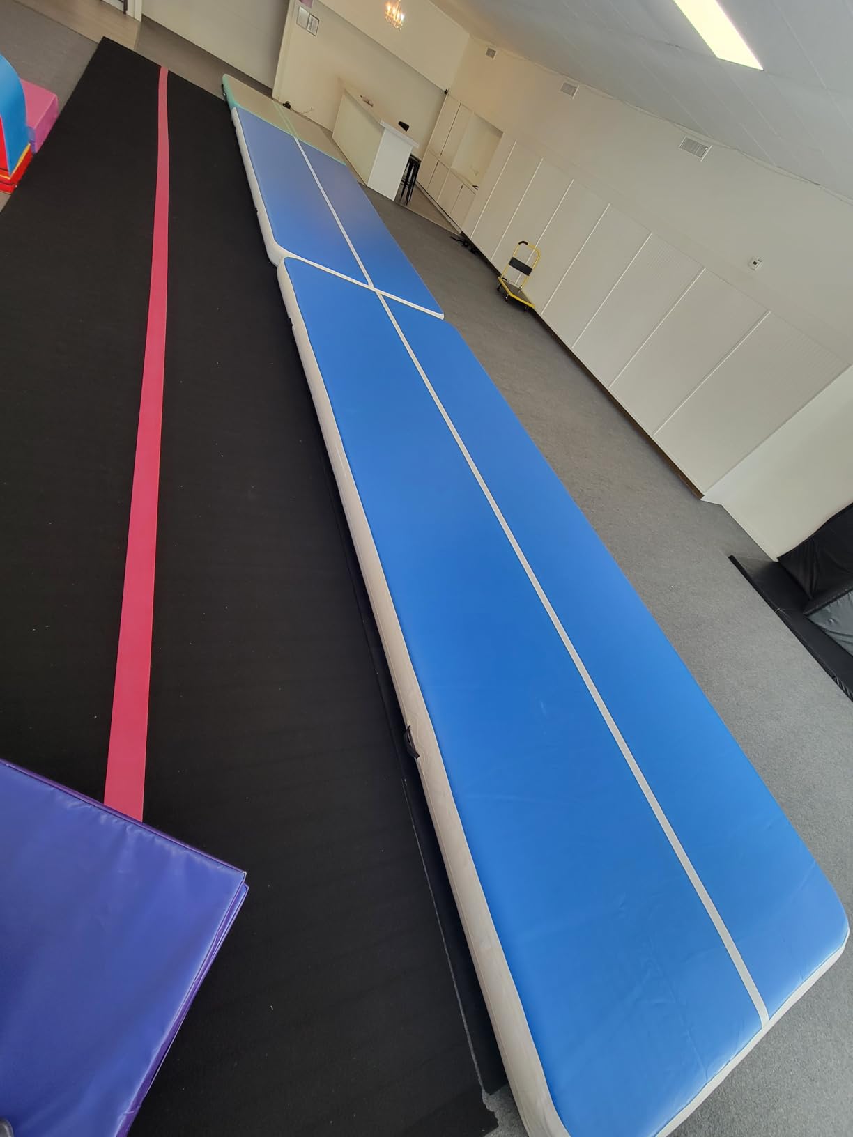 20FTx6.6FT x8 inches Air Gymnastics Track Mat Thickness Gymnastics Tumbling Air Mat Inflatable Tumble Track with Electric Air Pump, for Gym/Training/Yoga/Home use/Exercise/Cheerleading/Water customer photo 1
