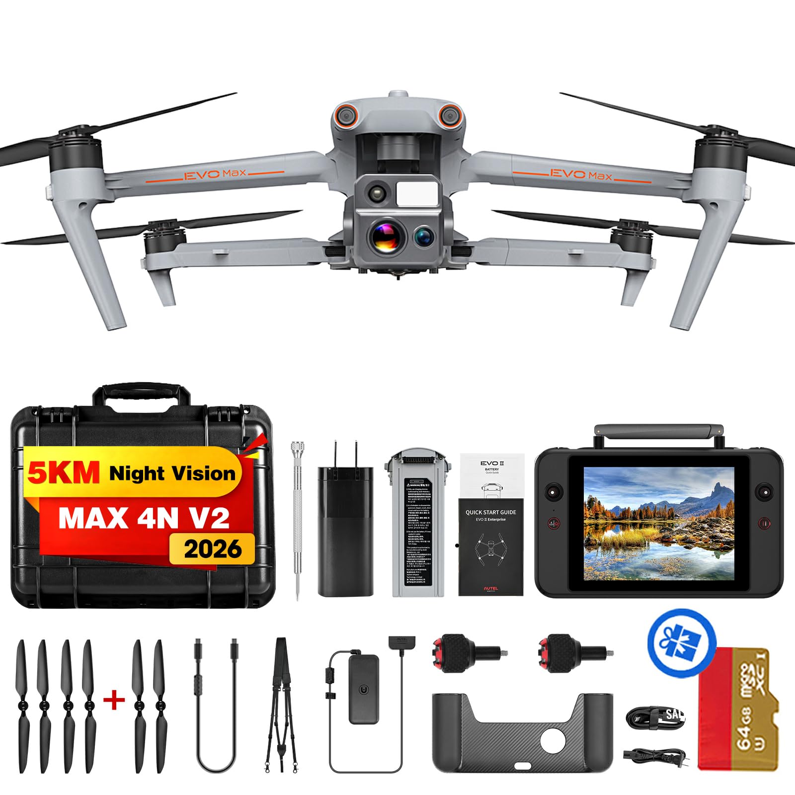 Autel Robotics EVO MAX 4N V2, Starlight Night-Vision/Wide/Thermal/Laser 4 Cameras in One UAV, Upgrade of MAX 4T V2/ 4N, 5KM Night Vision Observation, A-Mesh 1.0, 720° Obstacle Avoidance, Triple Anti-Jamming, Hot-Swappable, 42 Mins, IP43, Autel SDK customer photo 1