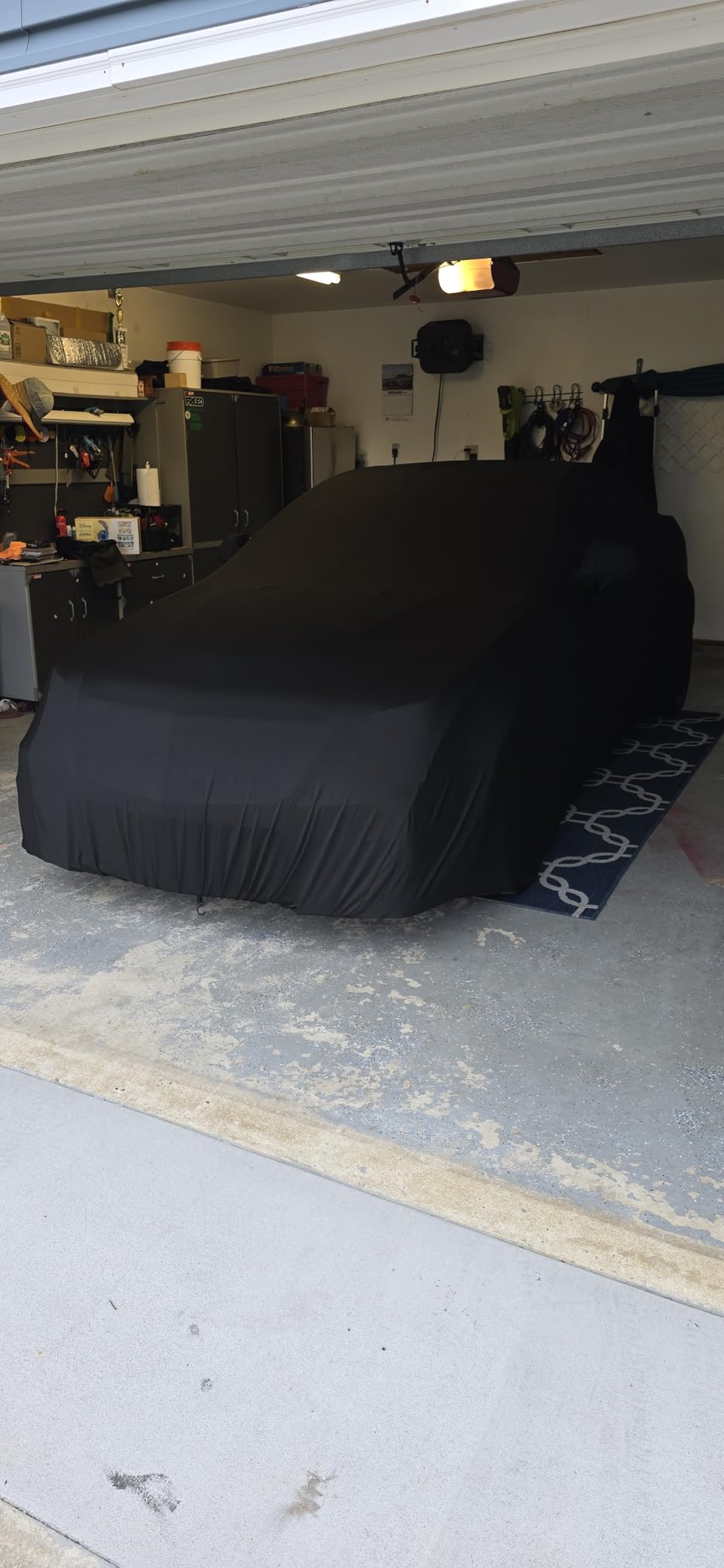 WinPower Indoor Sports Car Cover 154-169 inches Stretch Dustproof Protection Full Car Cover for Underground Garage, Car Show, Black customer photo 1