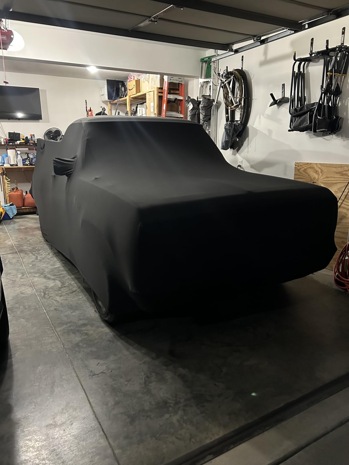 WinPower Indoor Sports Car Cover 154-169 inches Stretch Dustproof Protection Full Car Cover for Underground Garage, Car Show, Black customer photo 2