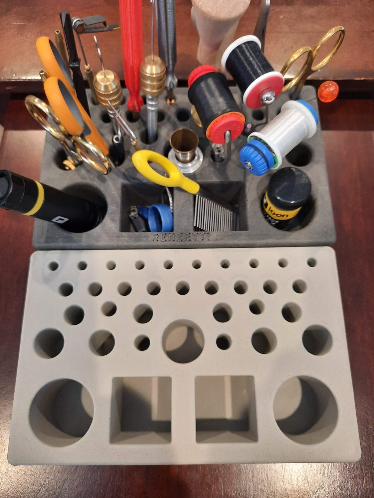 Eupheng Fly Tying Desktop Storage Rack in Black and Gray, High Density Flying Pliers Tool Holder Fly Tying Tool Caddy with Delicate Touch and Multiple Storage Soft Foam Tool Box customer photo 1