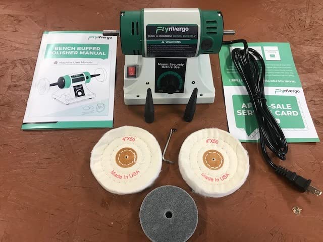 Flyrivergo Bench Buffer Polisher, Adjustable Variable Speed Polishing & Buffing Machine with 2 Cotton Wheels and 2 Fiber Wheels customer photo 1