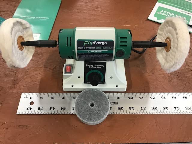 Flyrivergo Bench Buffer Polisher, Adjustable Variable Speed Polishing & Buffing Machine with 2 Cotton Wheels and 2 Fiber Wheels customer photo 2