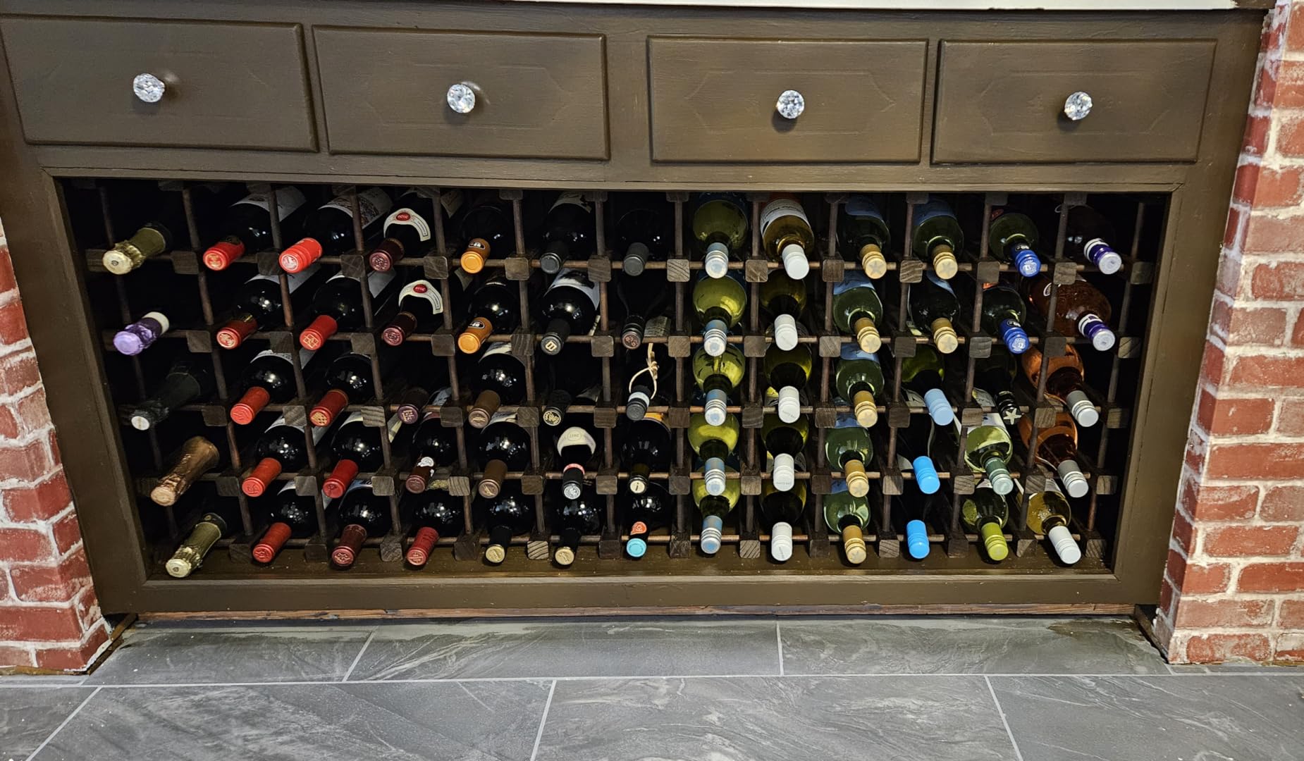 Wine Rack Small Countertop Cabinet Stackable Storage Wooden Freestanding Floor Wine Holder (20 Bottles) customer photo 2
