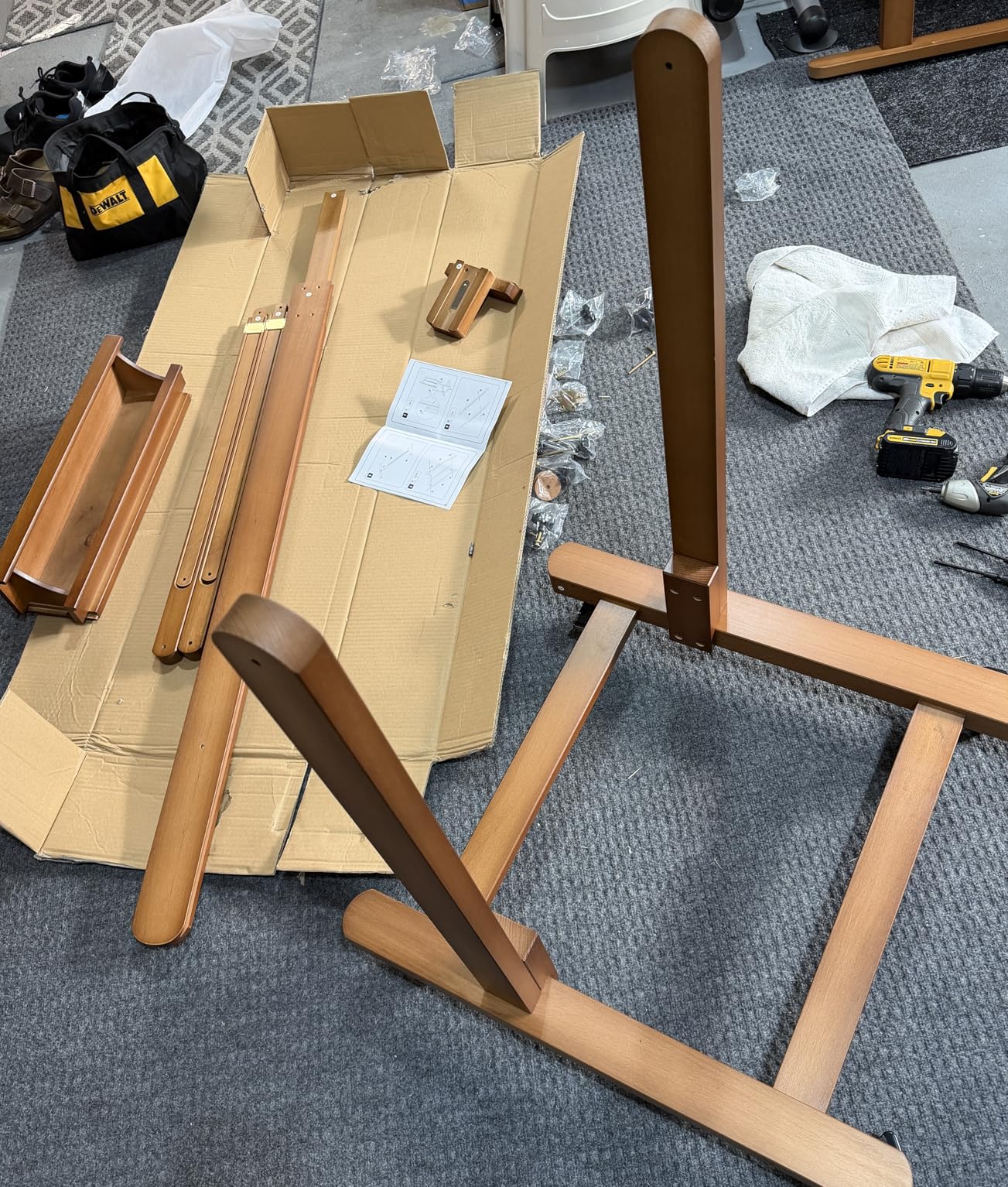 MEEDEN Extra Large H-Frame Studio Easel - Solid Beech Wooden Artist Professional Heavy-Duty Easel, Painting Art Easel Stand with 4 Premium Locking Silent Caster Wheels, Hold Max 82 inches, Walnut customer photo 1