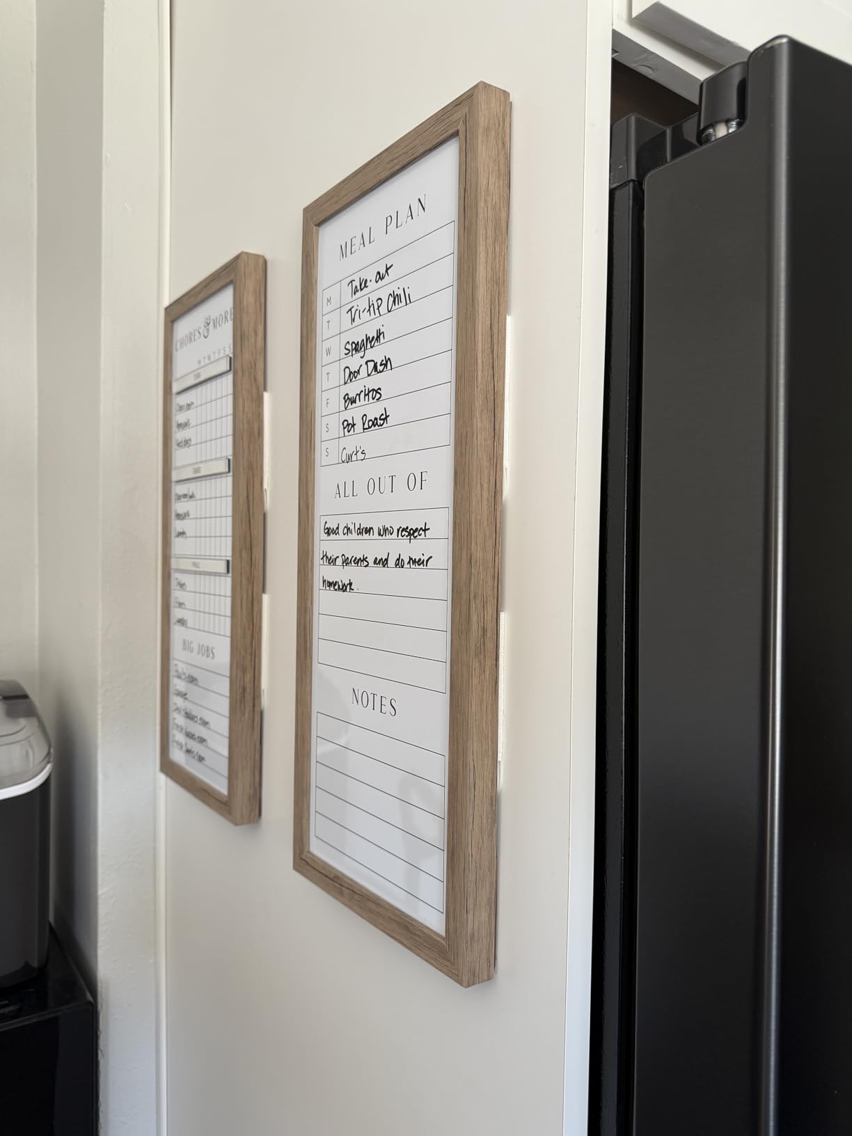 Sheffield Home Set of Two Family Planner Dry Erase Boards Featuring, Chore Chart, Shopping List, Weekly Meal Planner and Notes, 9x21 Inch, Natural customer photo 1