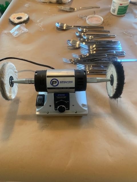 OPAVIOC Jewelry Polisher - Adjustable Variable Speed Bench Buffer Polishing Machine with 6 Cloth Wheels, Safety Glass, Polish Compound customer photo 1