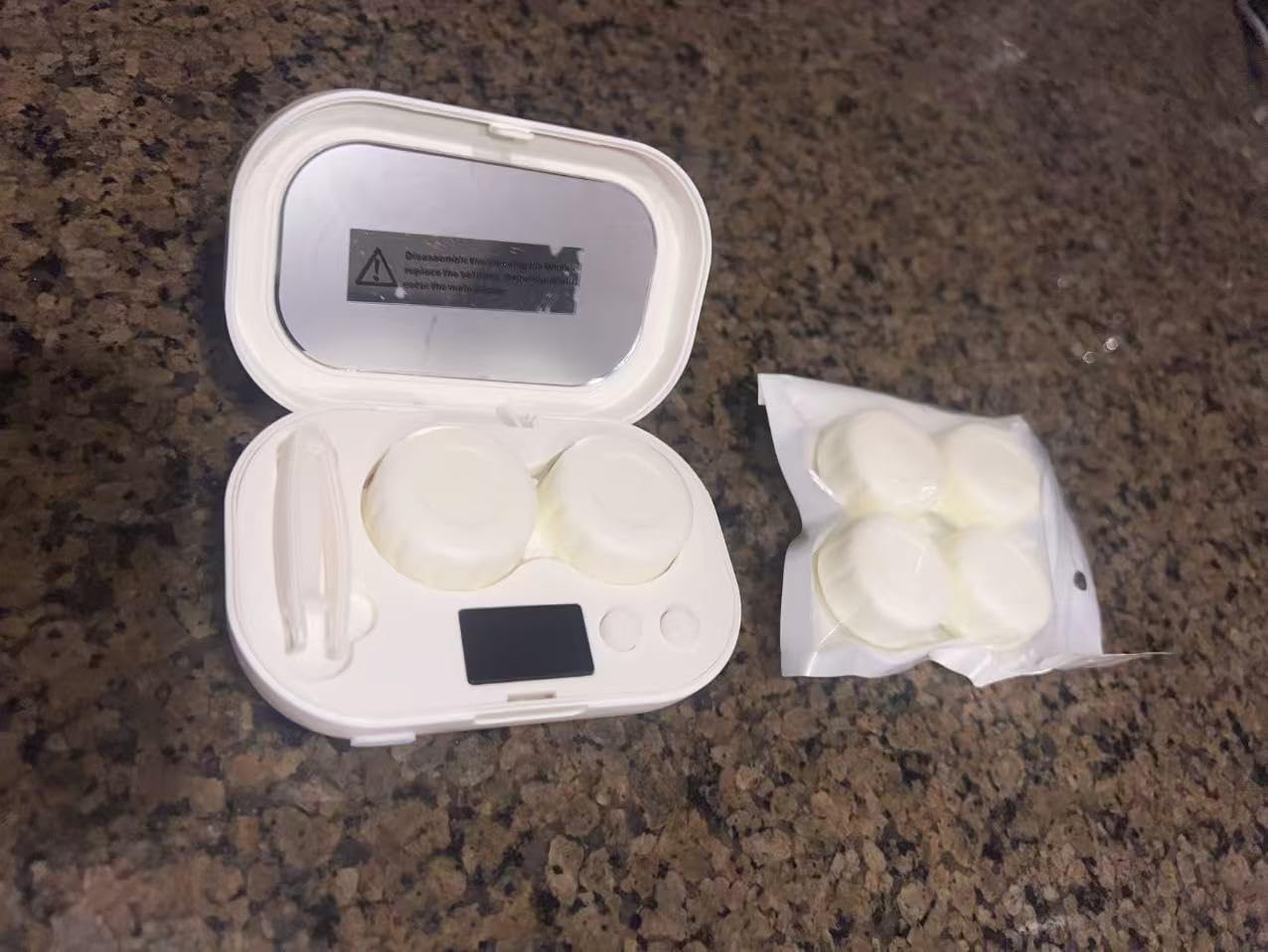 Portable Ultrasonic Contact Lens Cleaner with USB Charger - Fit Disposable Soft, Colored & RGP Lenses - Travel & Home (White) customer photo 1