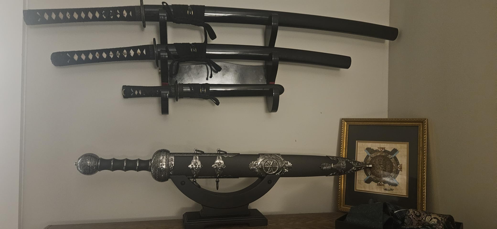 Sword Stand, Sword Holder, Sword Stand Display Katana Sword Bracket Samurai (Bend) customer photo 2