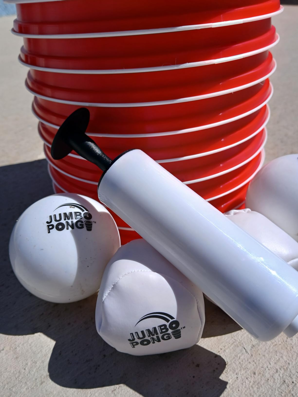 Jumbo Pong - Giant Yard Pong Outdoor Games Yard Games Lawn, Beach, Camping, Tailgating or Backyard - Durable Giant Cups with Indoor/Outdoor Ball and Pump Included customer photo 1