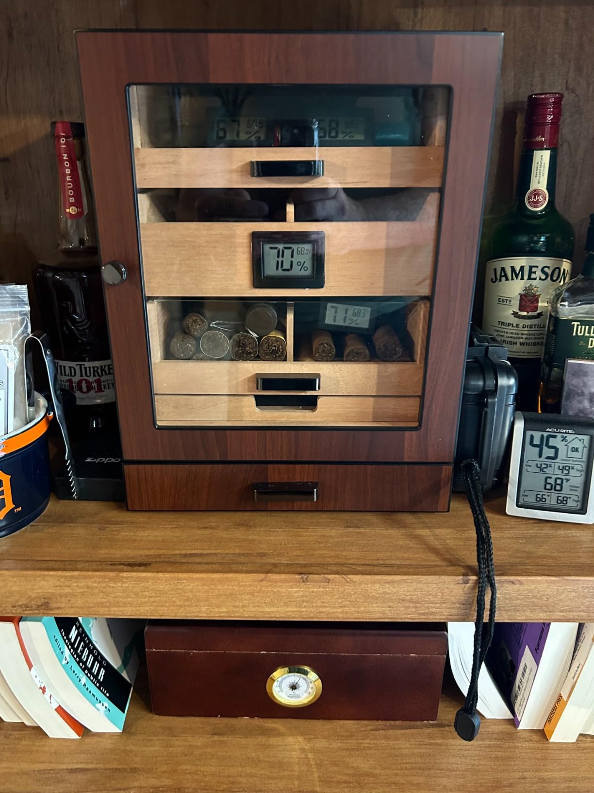 CASE ELEGANCE Luca Humidor Cabinet Stores 80-100, Cigar Humidor Box with Spanish Cedar, Glass Display, Easy Humidification System, Digital Hygrometer - Brown customer photo 2