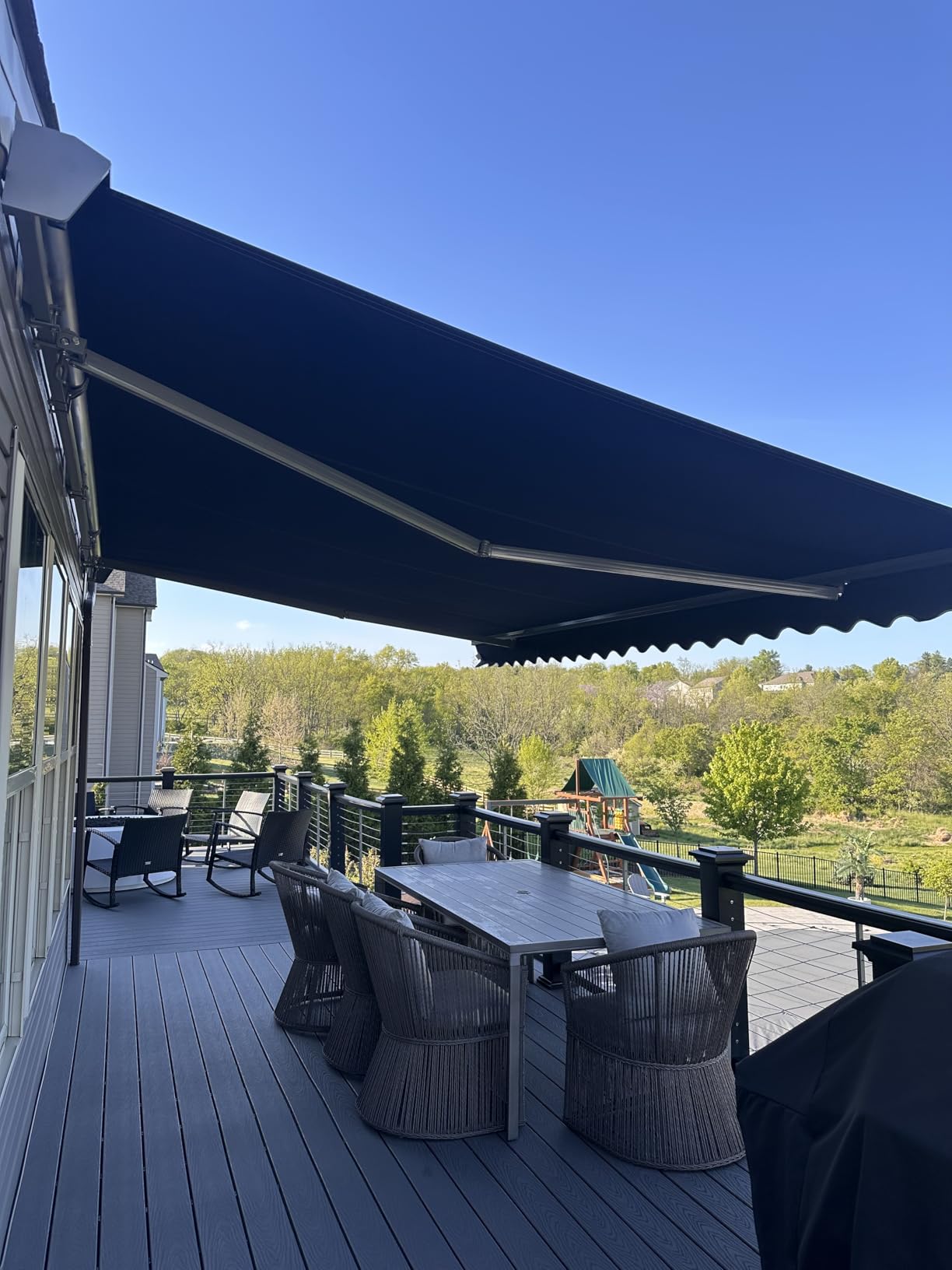 ADVANING Classic Series 16'X10' Electric Retractable Awning, 100% Acrylic UV+ Sun Shade Canopy, Light Taupe (Solid) customer photo 1