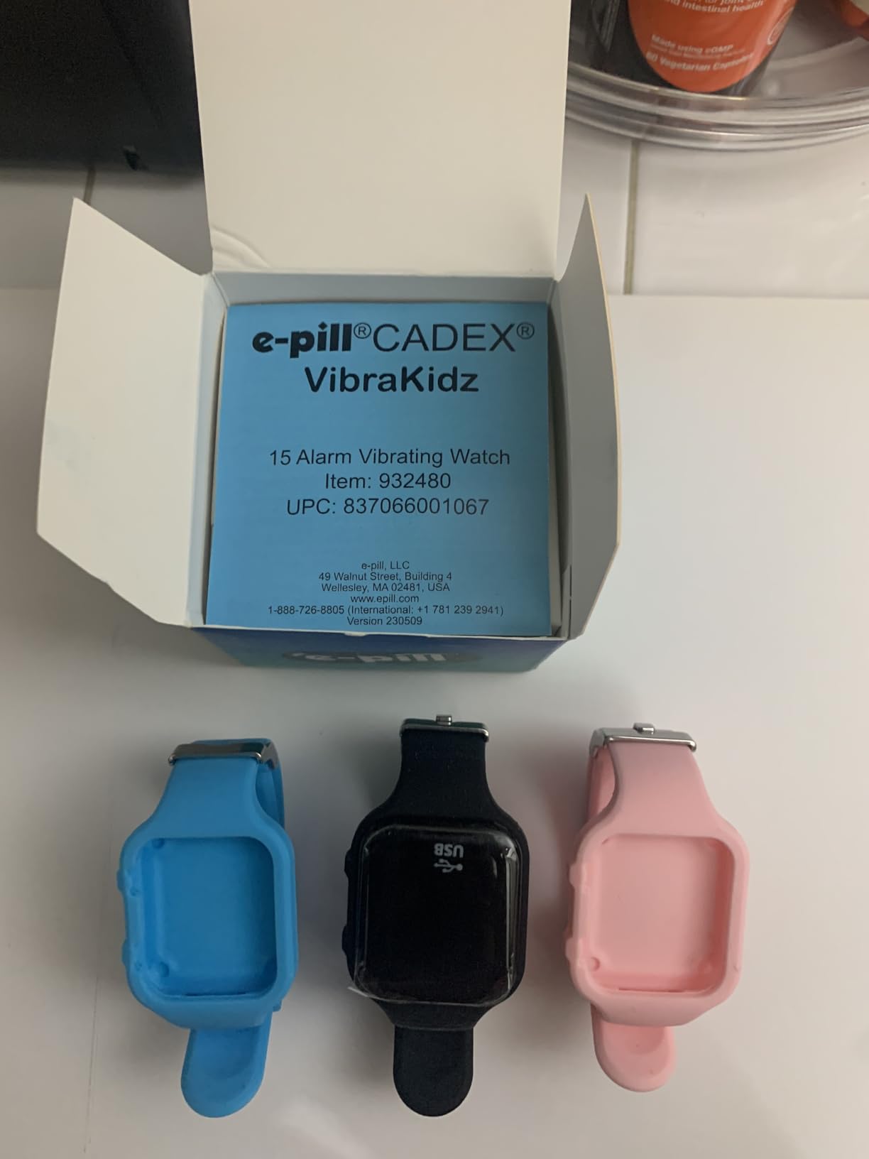 Cadex Vibrakidz - 15 Alarm Vibrating Reminder Watch with Interval Timer - 3 Straps Included in Black, Sky Blue, and Pink customer photo 2