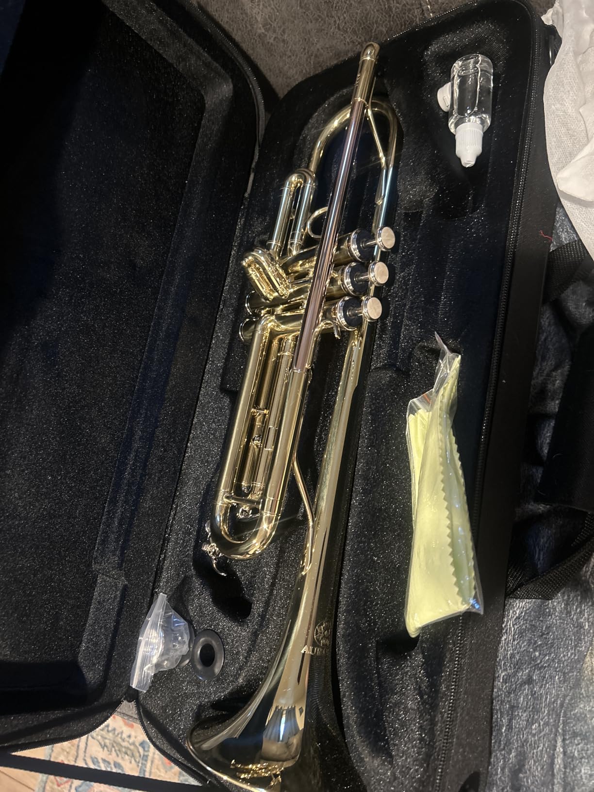 bb trumpet 6331 brass b flat trumpet for beginners and intermediate players copper leadpipe gold lacquer finish stainless steel valves phosphorus hard case and accessories included customer photo 1