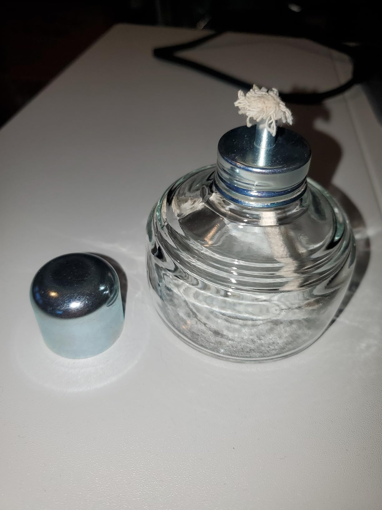 QWORK Alcohol Lamp, 2 Pack 120ml Glass Laboratory Alcohol Burner Lamp, Lab Equipment Heating Bottle with Cotton Wick and Metal Cap, for Science Experiments customer photo 1