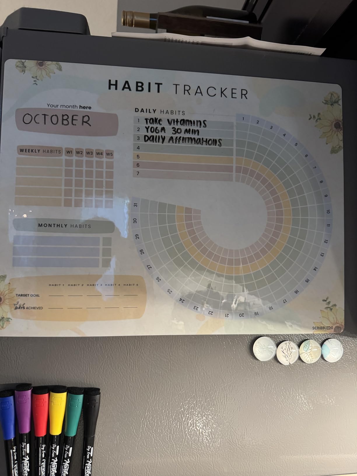 Habit Tracker Journal Workout Motivation Fridge Calendar Dry Erase 13