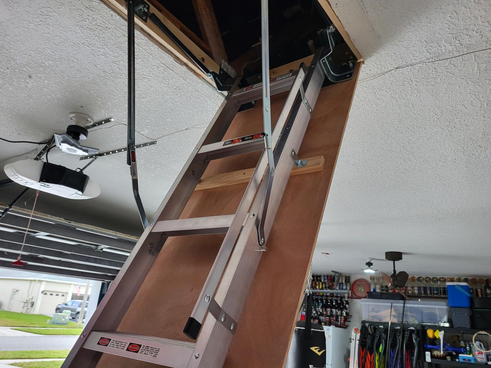 Aluminum Attic Ladder - Lightweight and Portable, 375-pound Capacity Convenient Access to Your Attic, Fits 7'8