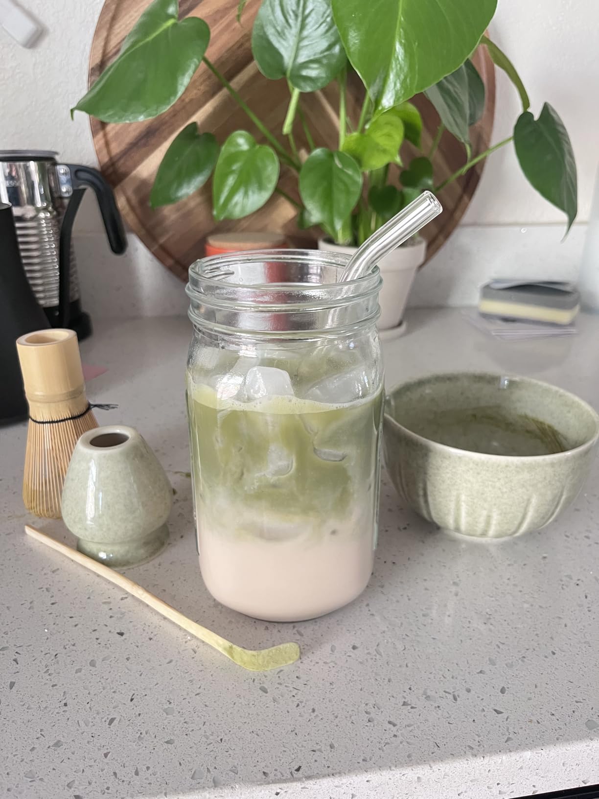 TANG PIN Matcha Set - Match Bowl and Whisk, 15 OZ, Matcha Scoop | Matcha Whisk Stand (Chasen Holder) - 5pc Perfect Matcha Kit for Matcha Tea Ceremony (Mottled Green) customer photo 2