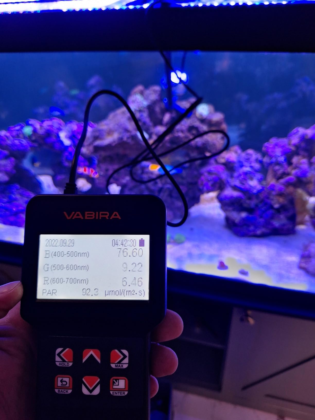 VBR-Aqua IP68 PAR Meter for Aquarium, Reef, R,G,B PAR Seperately, with a 3FT Telescopic Rod customer photo 2