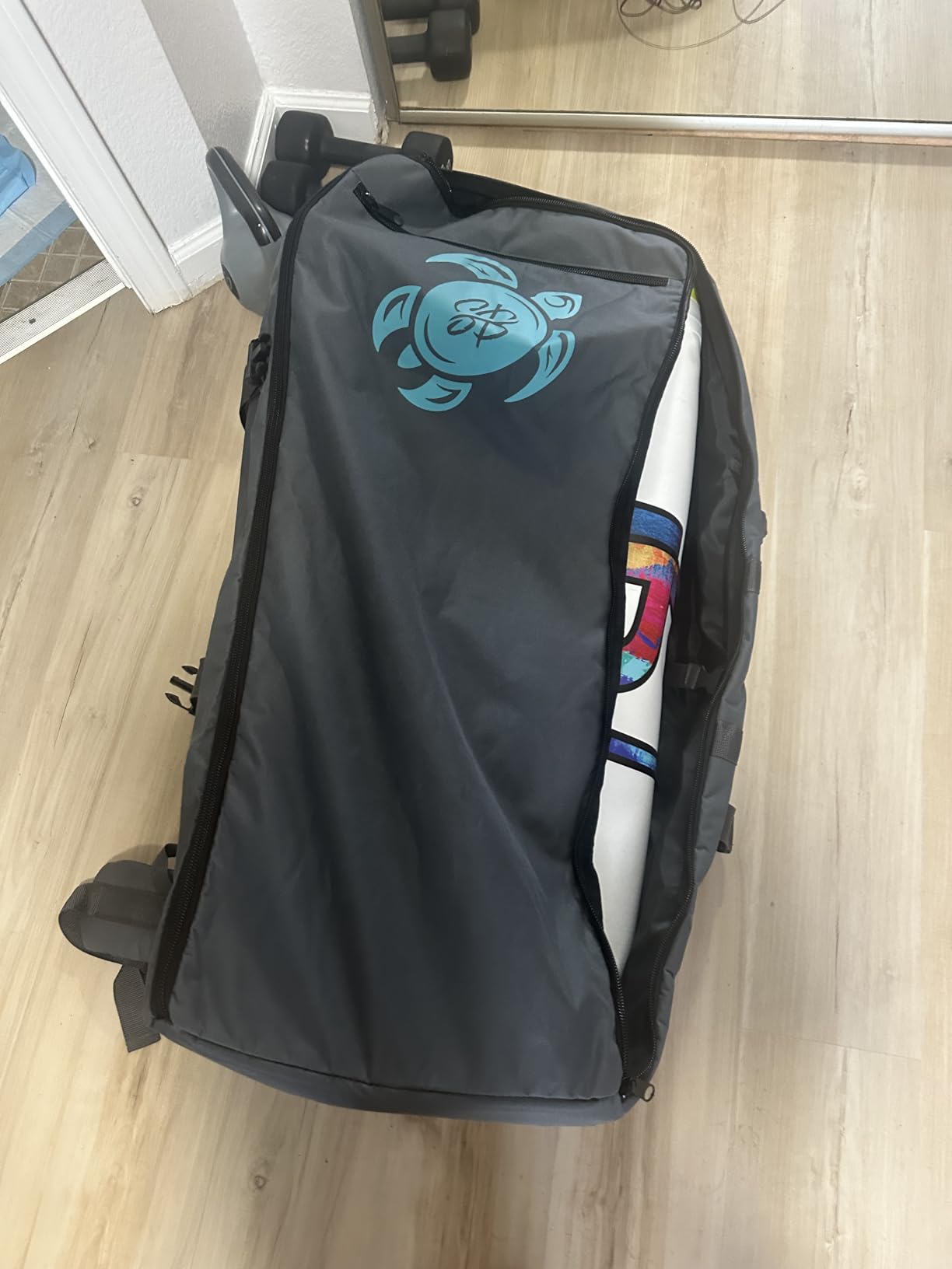 Paddle Board Backpack - 110L Large Capacity SUP Travel Bag with Padded Shoulder Straps, Waterproof Storage Backpack for Inflatable Stand Up Paddle Board, Pump & Accessories customer photo 1