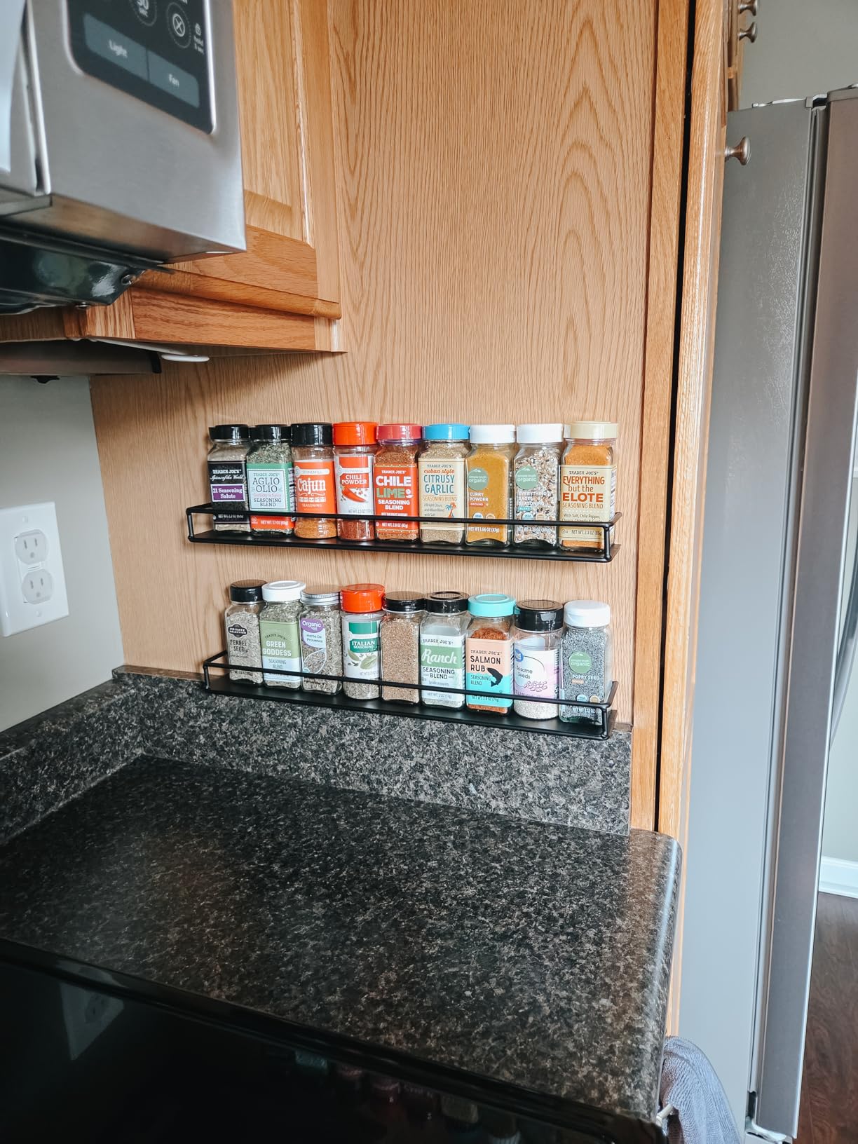 MyGift 16 Inch Wall Mounted Black Metal Nail Polish and Essential Oil Display Shelves, Kitchen Hanging Racks for Seasoning Shakers or Spice Jars, Set of 5 customer photo 1