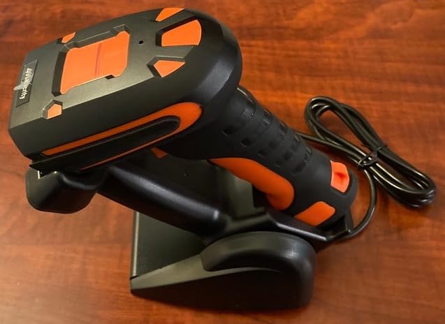 Alacrity Upgraded 2D Industrial Barcode Scanner with Wireless Charging Stand, 1968 Feet Transmission Distance 433Mhz Wireless & Bluetooth 2in1 Barcode Reader, Shock Dust Proof Hands Free, Blue customer photo 2